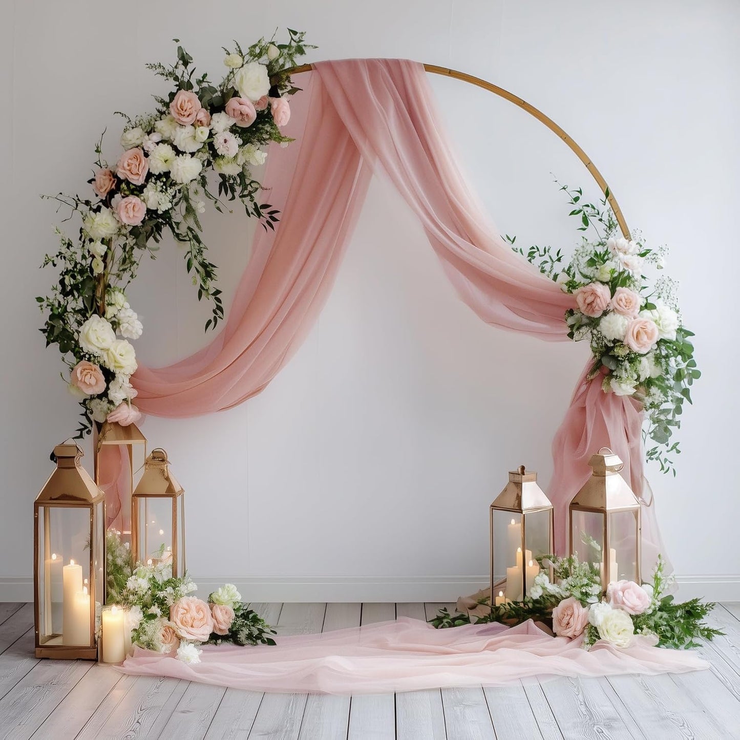 Wedding Arch Draping Fabric 2 Panels 28.7" x 20FT Dusty Rose Sheer Chiffon Backdrop Drapes for Wedding Ceremony Birthday Party Bridal Shower Outdoor Decoration