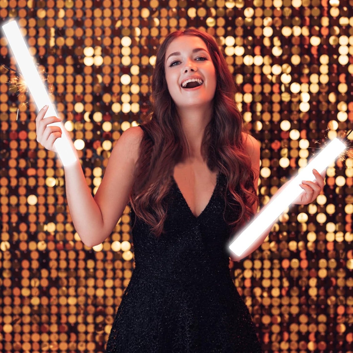 Glow Foam Sticks Bulk, 24 Pcs White Giant LED Light Up Sticks 3 Modes Flashing Glowing Baton Wands Party Supplies for Wedding, Raves,Concert,Birthday,Christmas, Halloween,Sporting Events