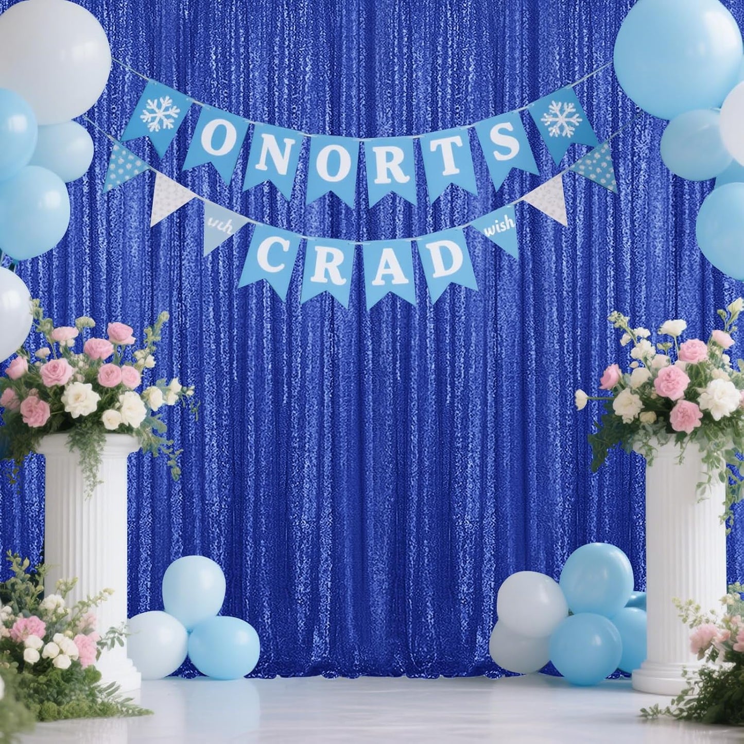 Navy Blue Sequin Backdrop Curtain 2 Pieces 2FTx8FT Glitter Photography Backdrop for Party Wedding Birthday Christmas Decorations