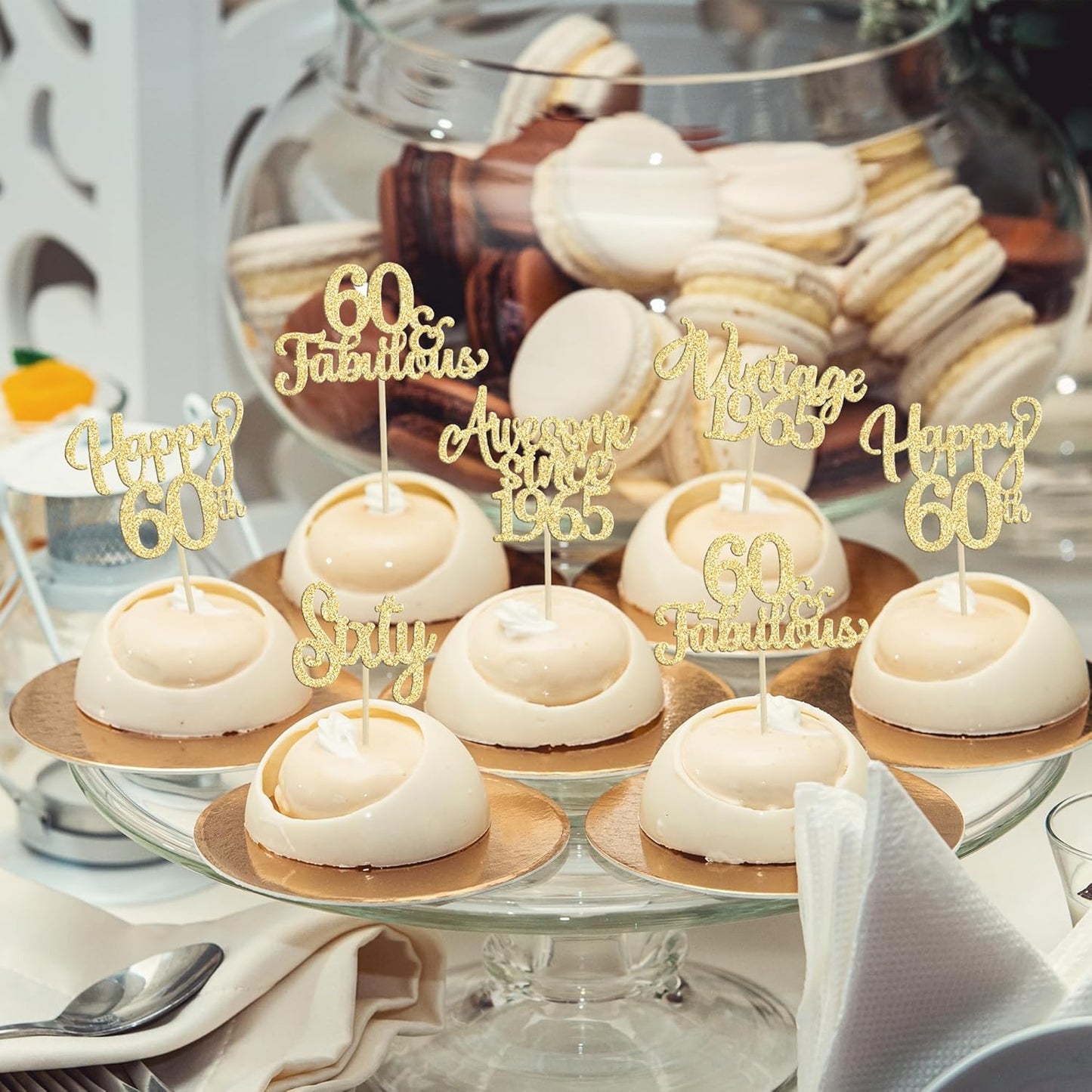 30Pcs Vintage 1965 Cupcake Toppers Glitter Sixty Happy 60th Birthday 60 Fabulous Cupcake Picks Cheers to 60 Years for 60th Birthday Wedding Anniversary Party Cake Decorations Supplies Gold