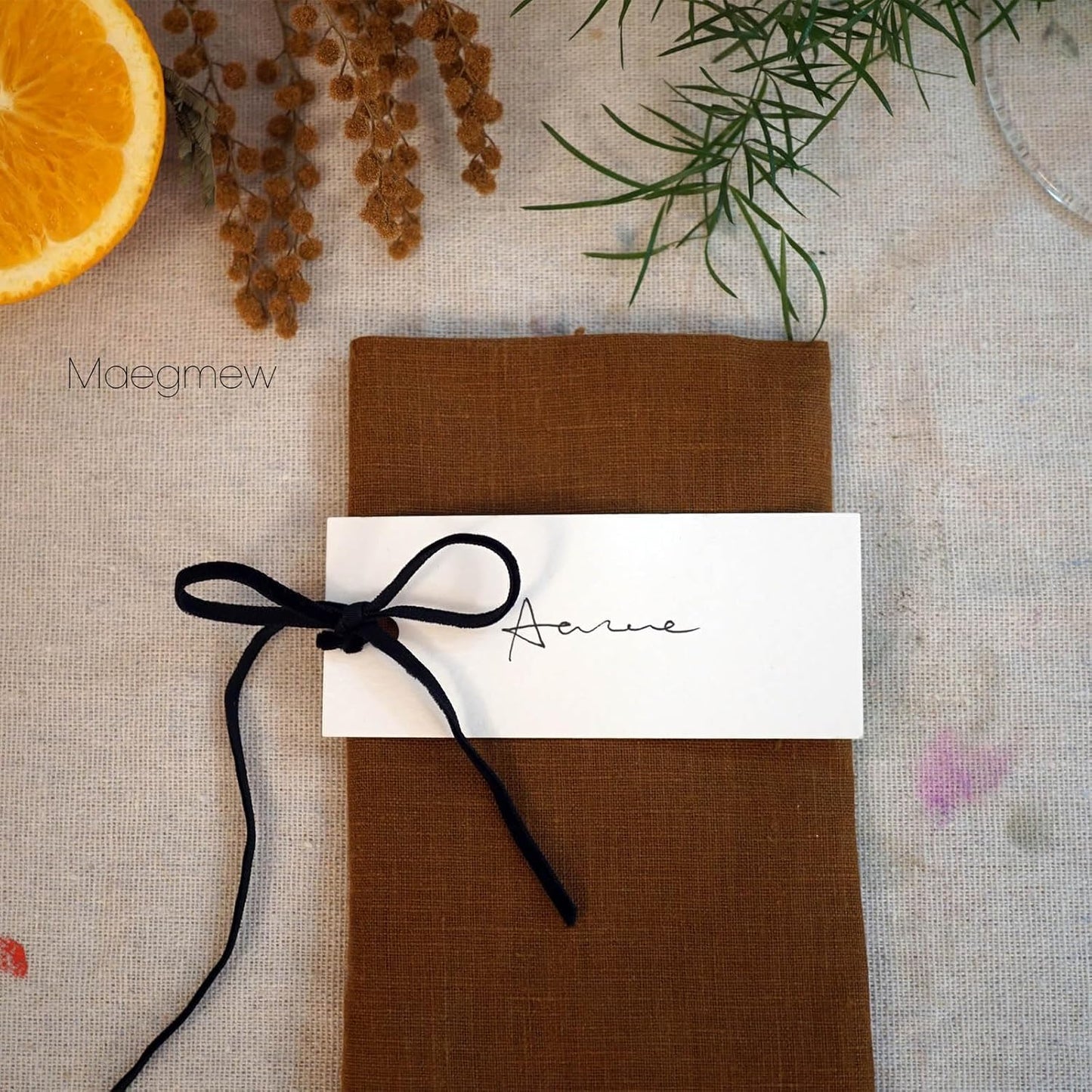 50 Pcs Place Cards for Table Setting -3.94"X1.57" Table Place Cards with Velvet Ribbon,Name Cards for Wedding Dinner Party Events (Black)