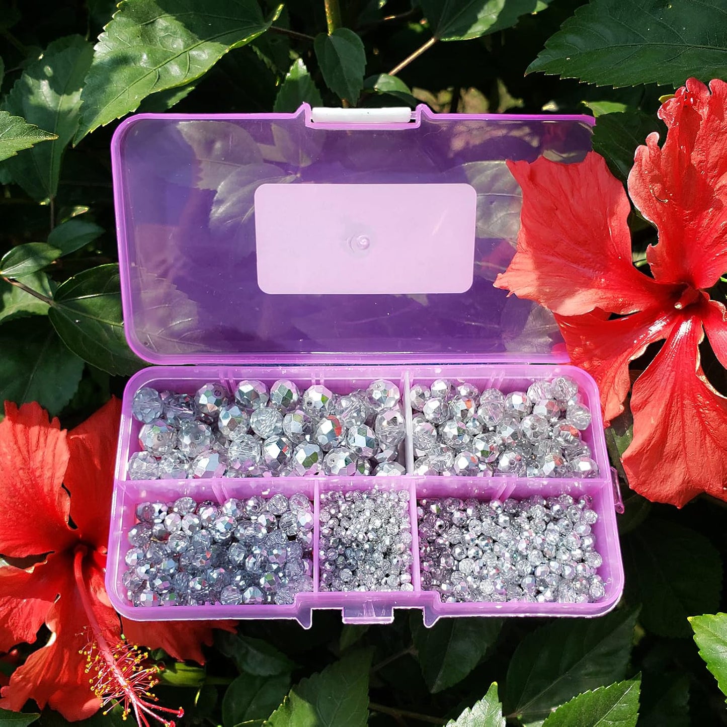 2-10mm Briolette Rondelle 810pcs Half Silver Crystal Glass Beads Faceted Shape Crystal Spacer Beads for Bracelet Necklace Decorative Hand Jewelry Making (2/4/6/8/10mm Half Silver)