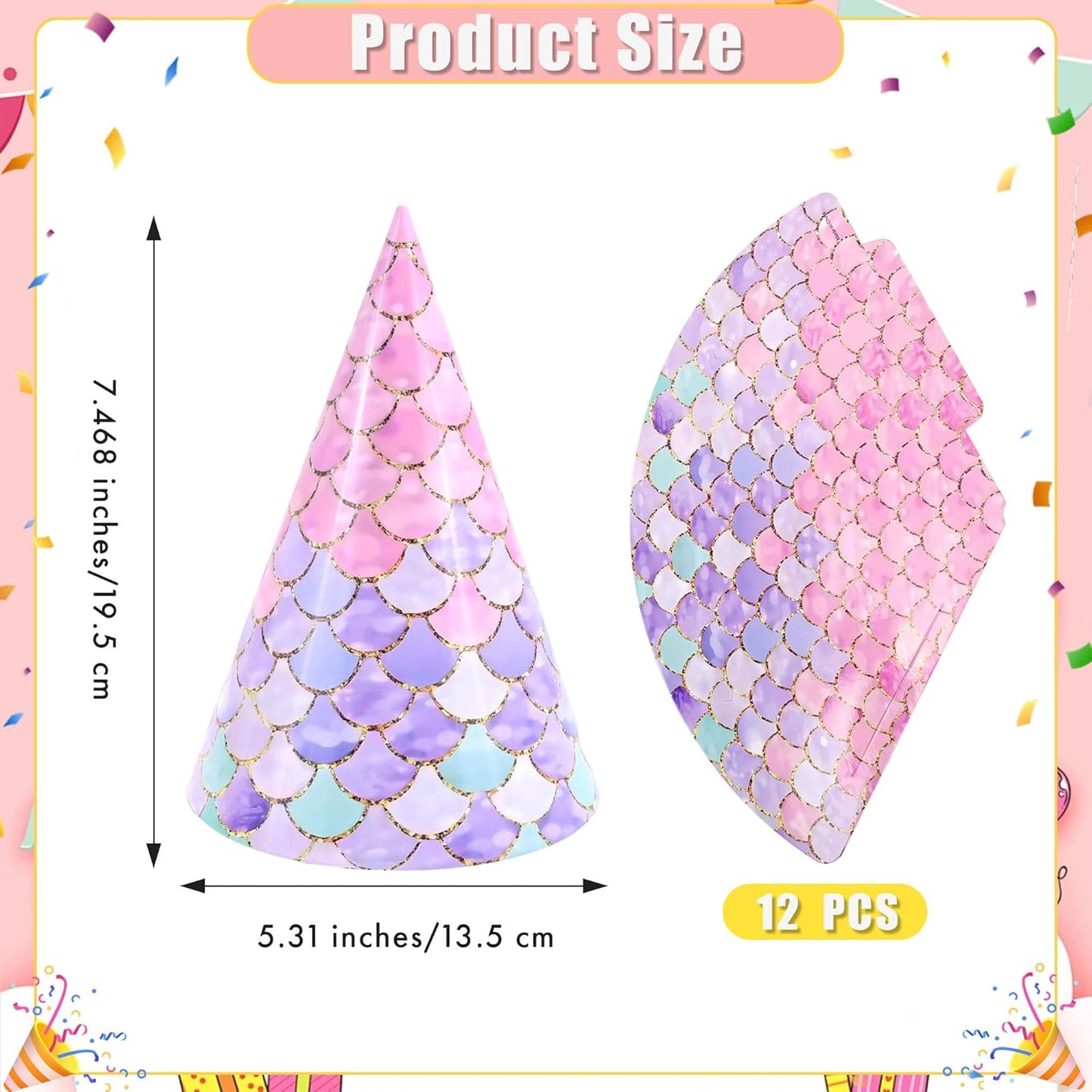 CANREVEL 12 PCS Party Hats for Kids and Adults, Party Headwear, Happy Birthday Hats, Birthday Party Decorations