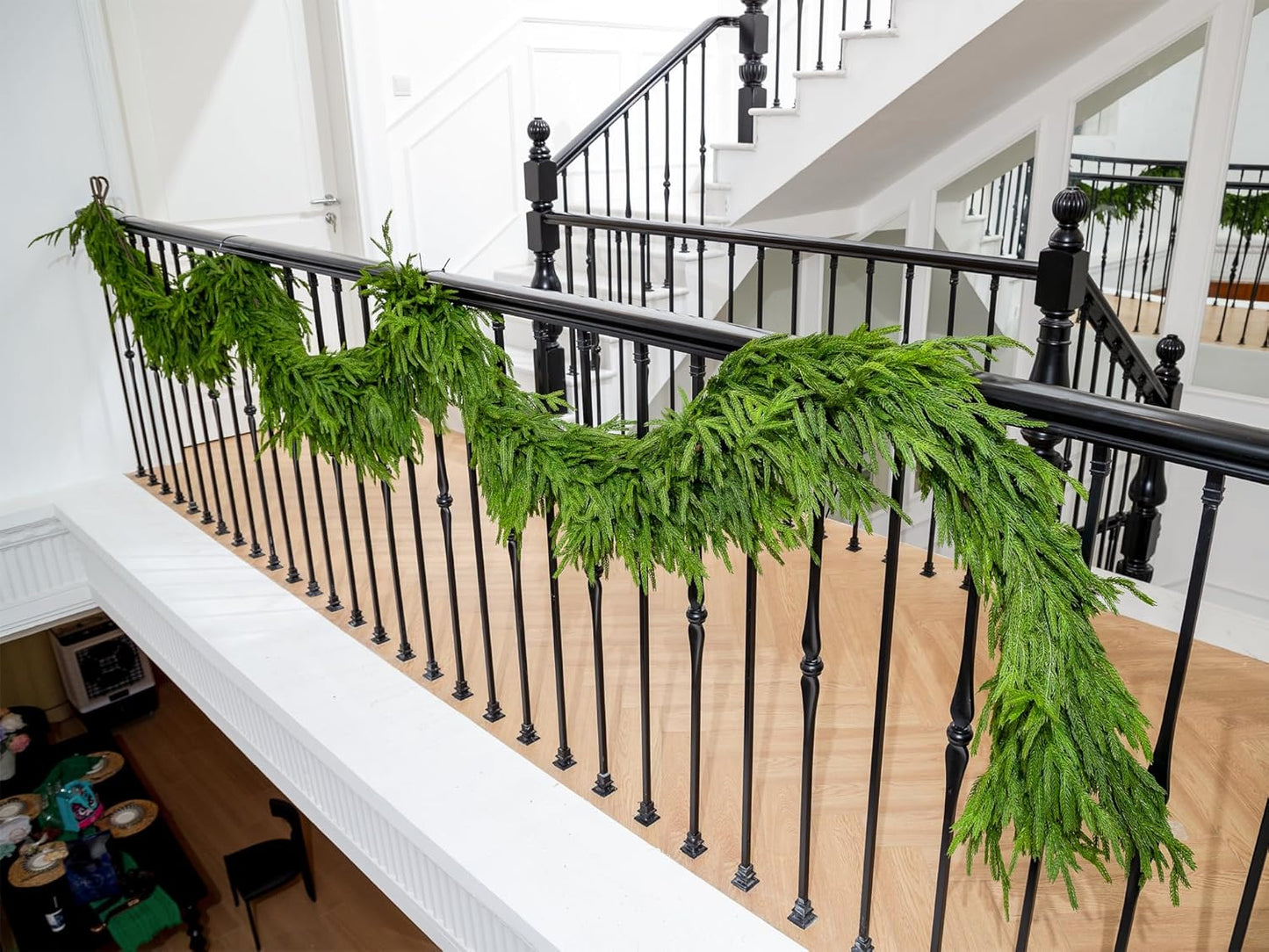 15FT Extra Full Christmas Garland Norfolk Pine Garland Realistic Artificial Christmas Greenery Garland for Mantle Stairs Railing Table Fireplace Wall Indoor Outdoor Holiday Xmas Decor Decoration