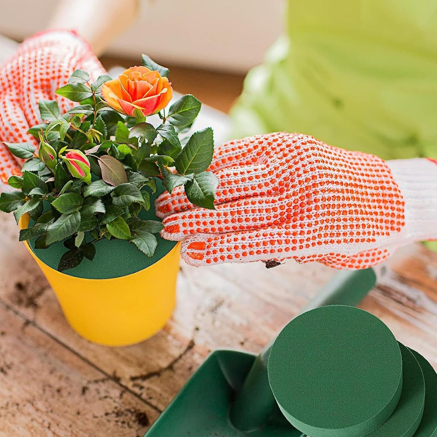 Frienda 6 Pieces Floral Foam Blocks for Artificial Flowers,Thanksgiving Christmas Party Supplies, Dry & Wet Floral Foam Round Kit for Flower Arrangement Wedding Decoration(3 x 1.57 Inch)