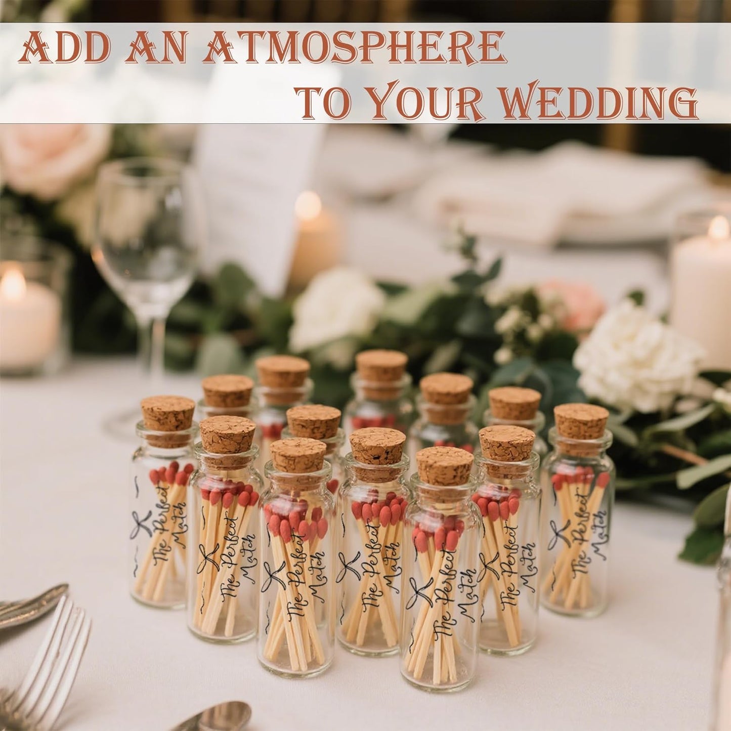 48 Matches Holders Empty Jars with 48 Striker Stickers, Empty Matches in A Jar with Striker DIY Wedding Favors, Candle Holder Containers & Bulk Storage| The Perfect Match Box (0.87x3.15 Inch) (48)