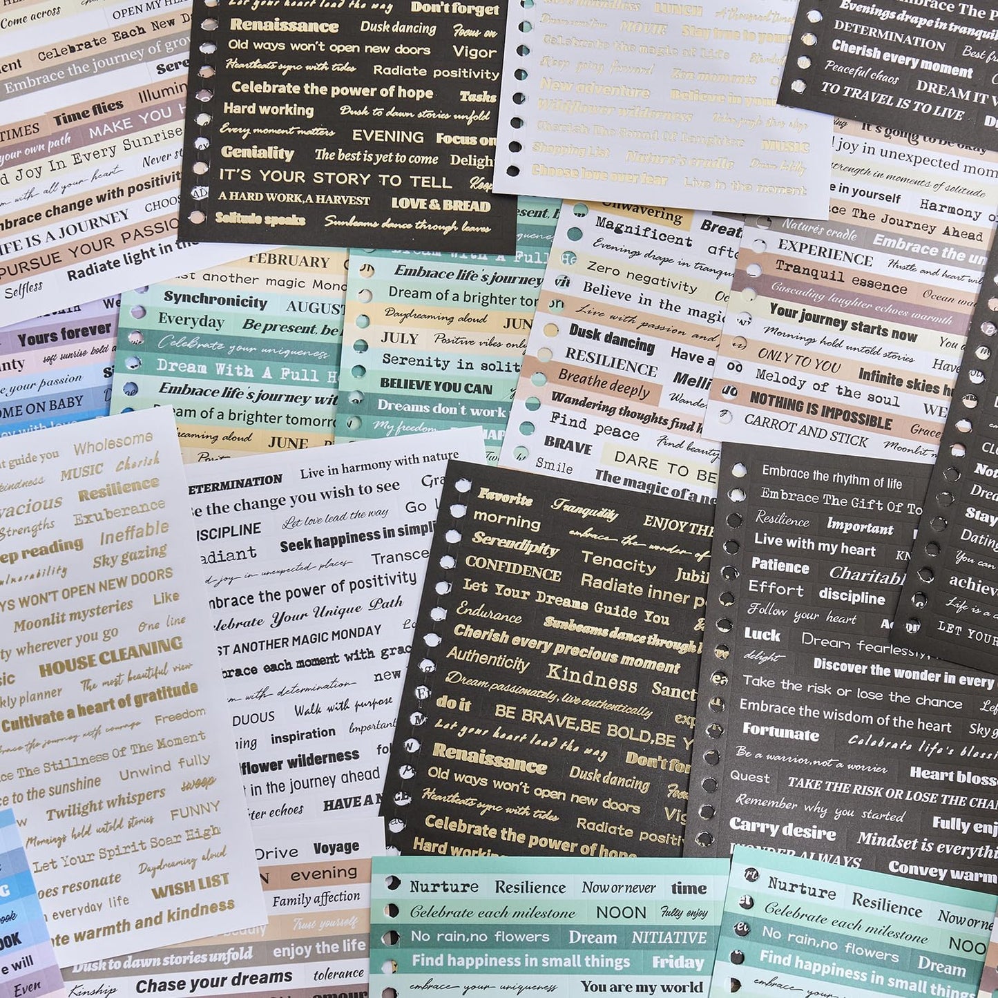 2500+ Pcs Word Stickers for Journaling, 50 Sheets Quote Sticker Gold Foil Art Scrapbook Supplies for Junk Journal, Scrapbooking Supplies for Bullet Journal Craft Small Talk Stickers for DIY Gift Card