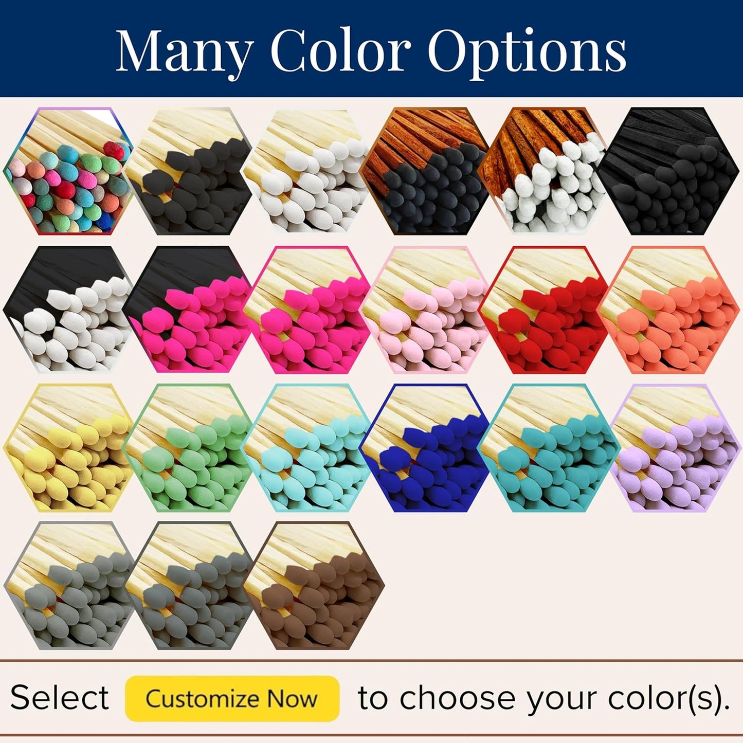 2" Choose Your Colors Safety Matches | Set of 100+ Bulk Artisan Matchsticks with Striker Stickers by Thankful Greetings | Select a Color - 100+ Matches | Custom for Your Home Decor, Gifts, & Events