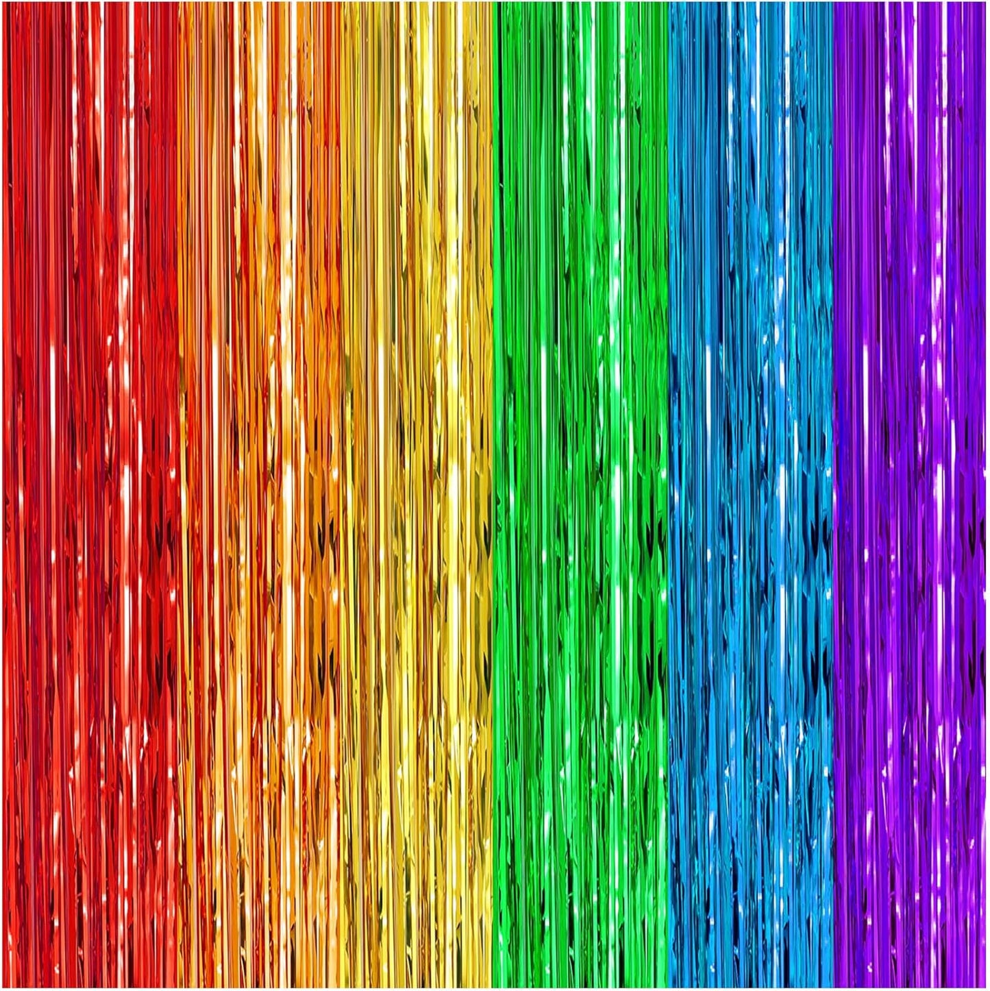 CANREVEL 2 Pack 3.3x8.2 Feet Rainbow Foil Fringe Backdrop Curtains, Tinsel Streamers Birthday Party Decorations, Photo Booth Props Backdrop for Wedding Engagement Bridal Shower Unicorn