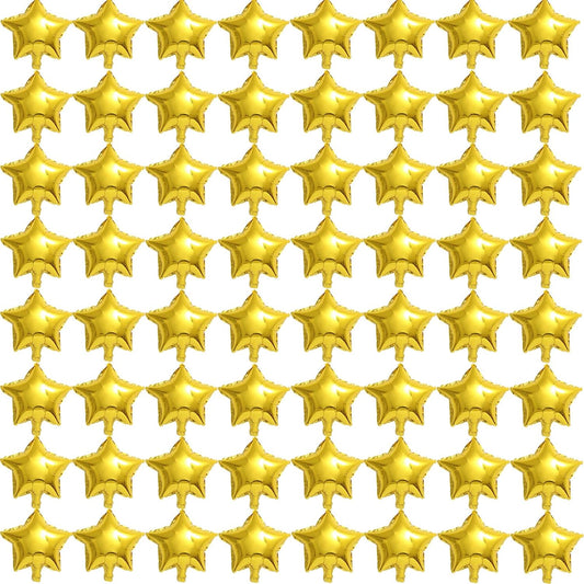 50 Gold Star Balloons - 5" Small Gold Foil Star Mylar Balloons for Party Decorations