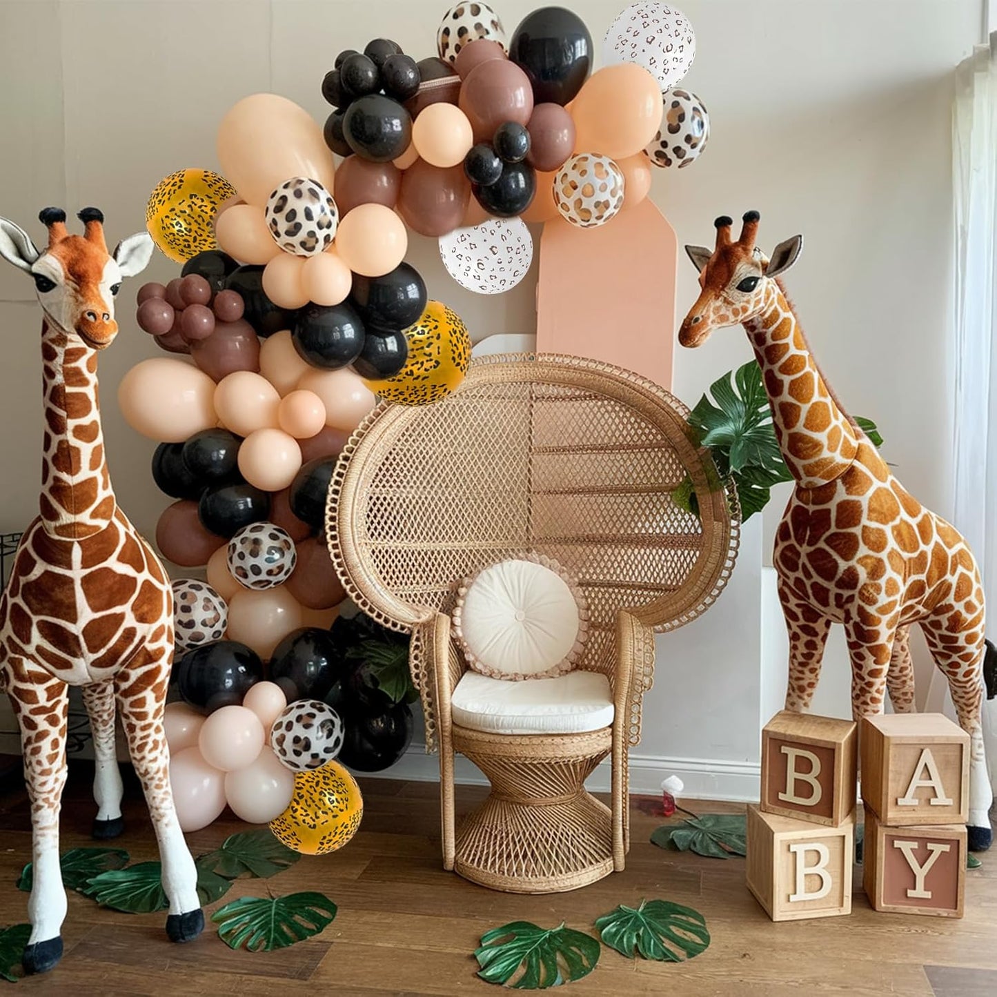 Cheetah Print Balloons, 52 PCS Black Brown Balloons, Black Brown White Cheetah Theme Balloons, Animal Party Decorations for Birthday Baby Shower Animal Leopard Themed Party Decoration