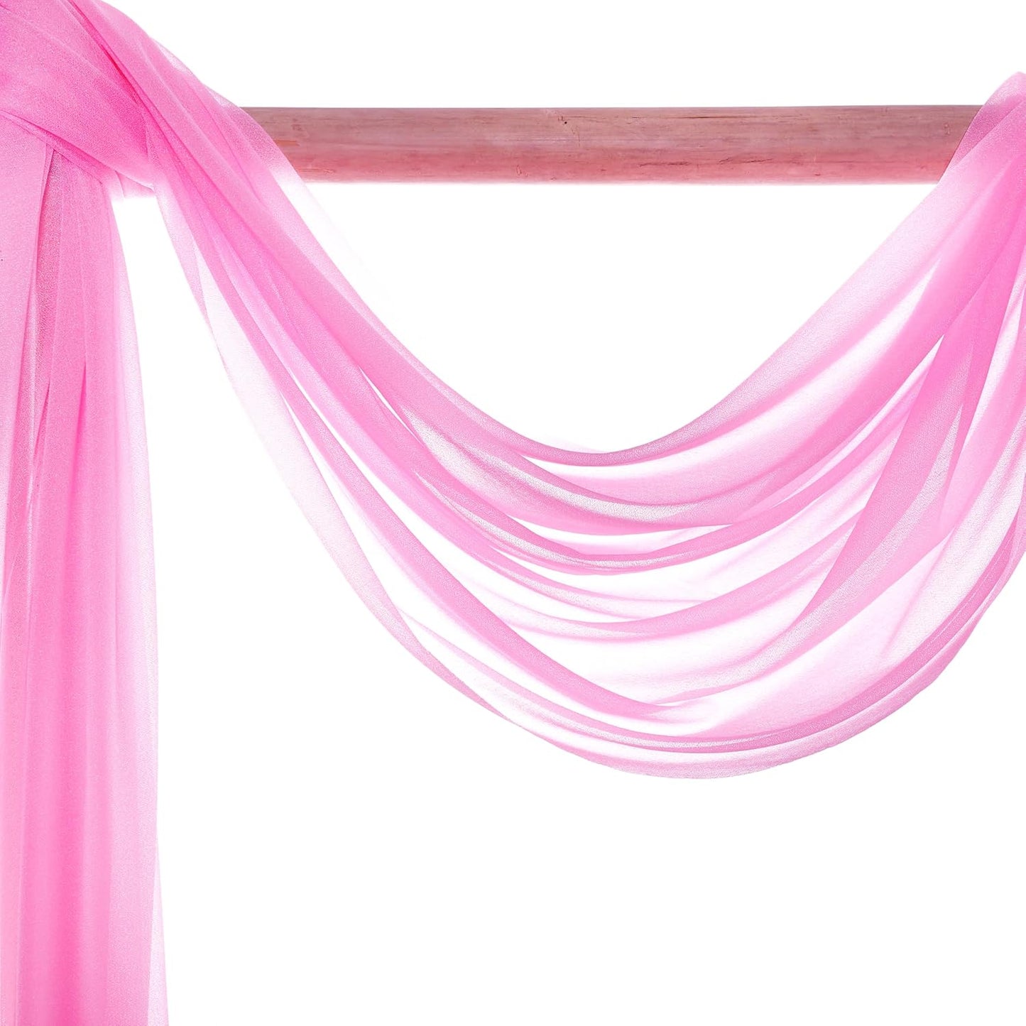 VDS Pack of 2 Panel (30 Inch X 50 Feet) Wedding Arch Draping Fabric Sheer Chiffon Fabric Drapery for Wedding Ceremony Reception Swag Backdrop Canopy Chuppah ARBO Altars Decoration (Bubblegum)