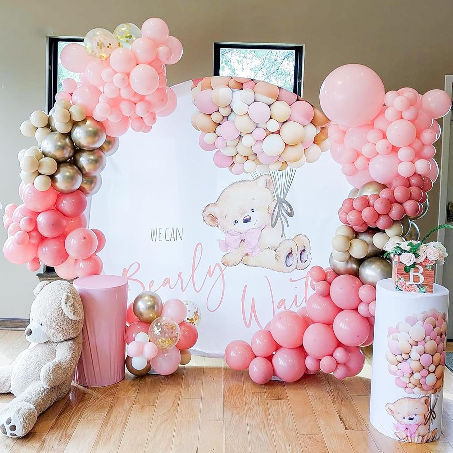 Pink Balloon Set - 12 Inch Metallic, Light Pink and White Latex, Pastel Macaron Pink Party Decoration for Girl Women Birthday, Wedding, Baby Shower, Valentine's Day