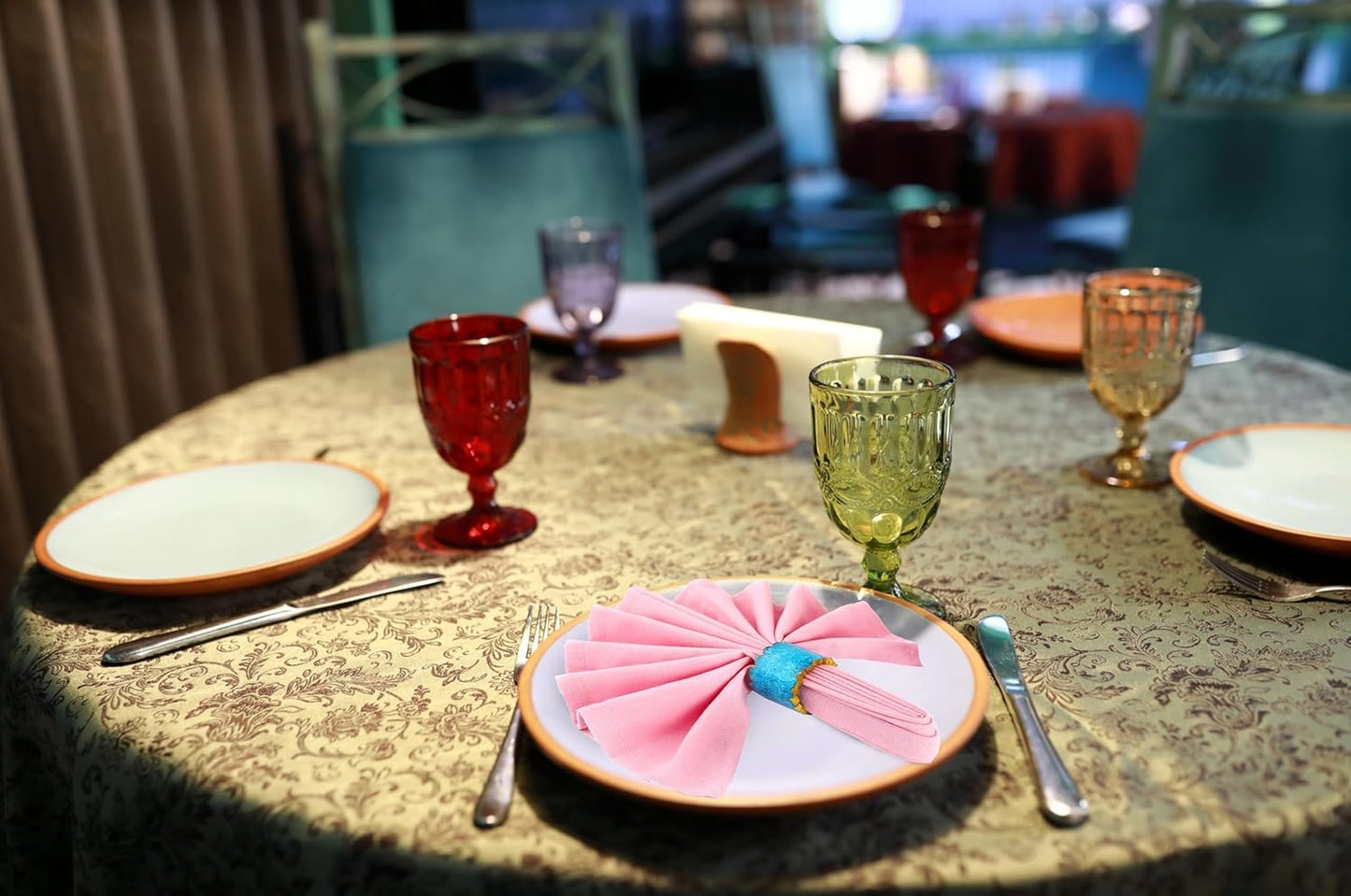 Handmade Epoxy Napkin Rings Set of 12 | Elegant Round Napkin Holders for Dining Table, Weddings, Parties & Home Décor | Durable & Stylish Farmhouse Table Accessories - (Blue Gold) - ALPHA Living HOME