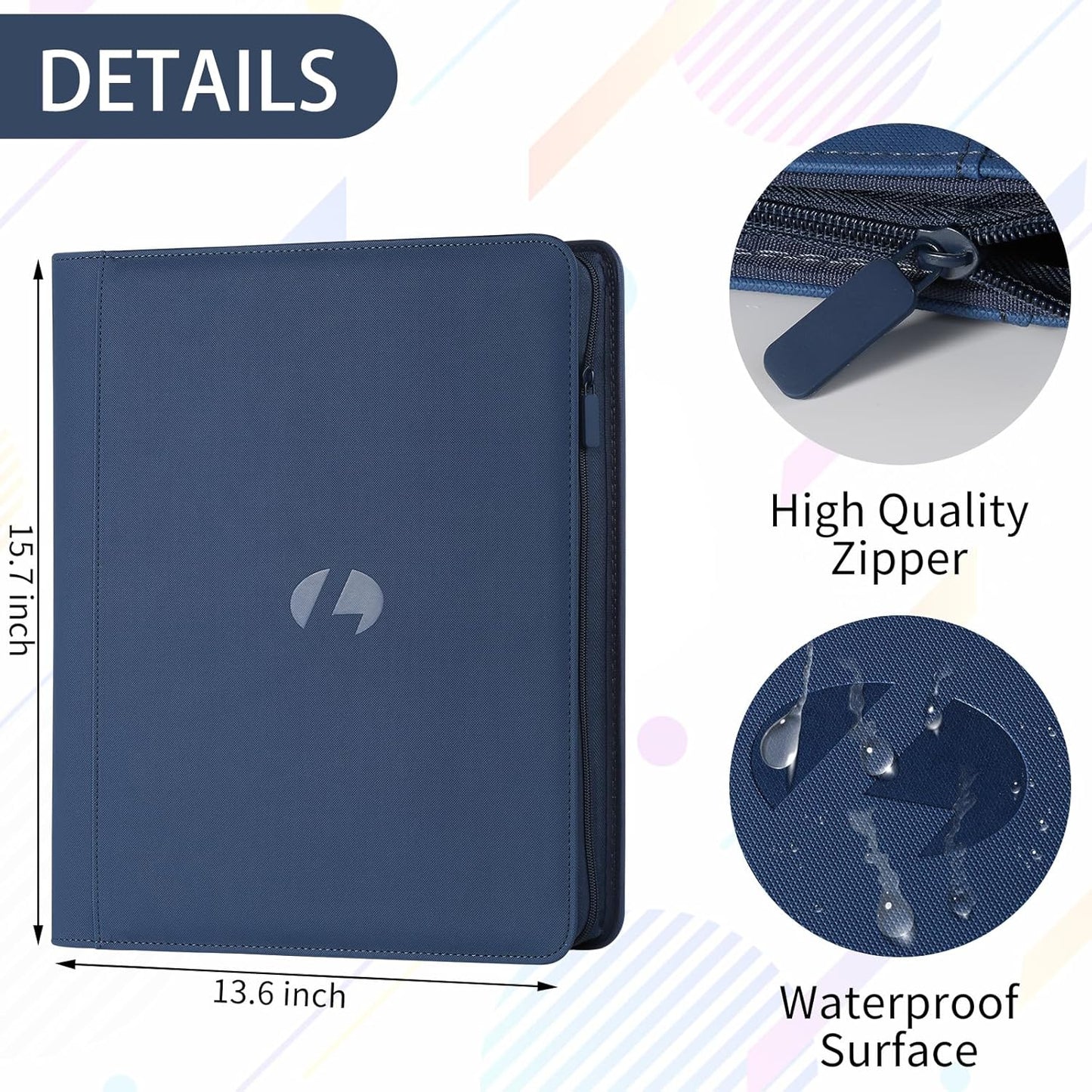 Toploader Binder,Holds 288 Toploaders,9 Pocket Double-Sided Top Loader Binders with Sleeves for 3 x 4'' Toploaders, Card Holder for Trading Cards or Sports Cards (Dark Blue)