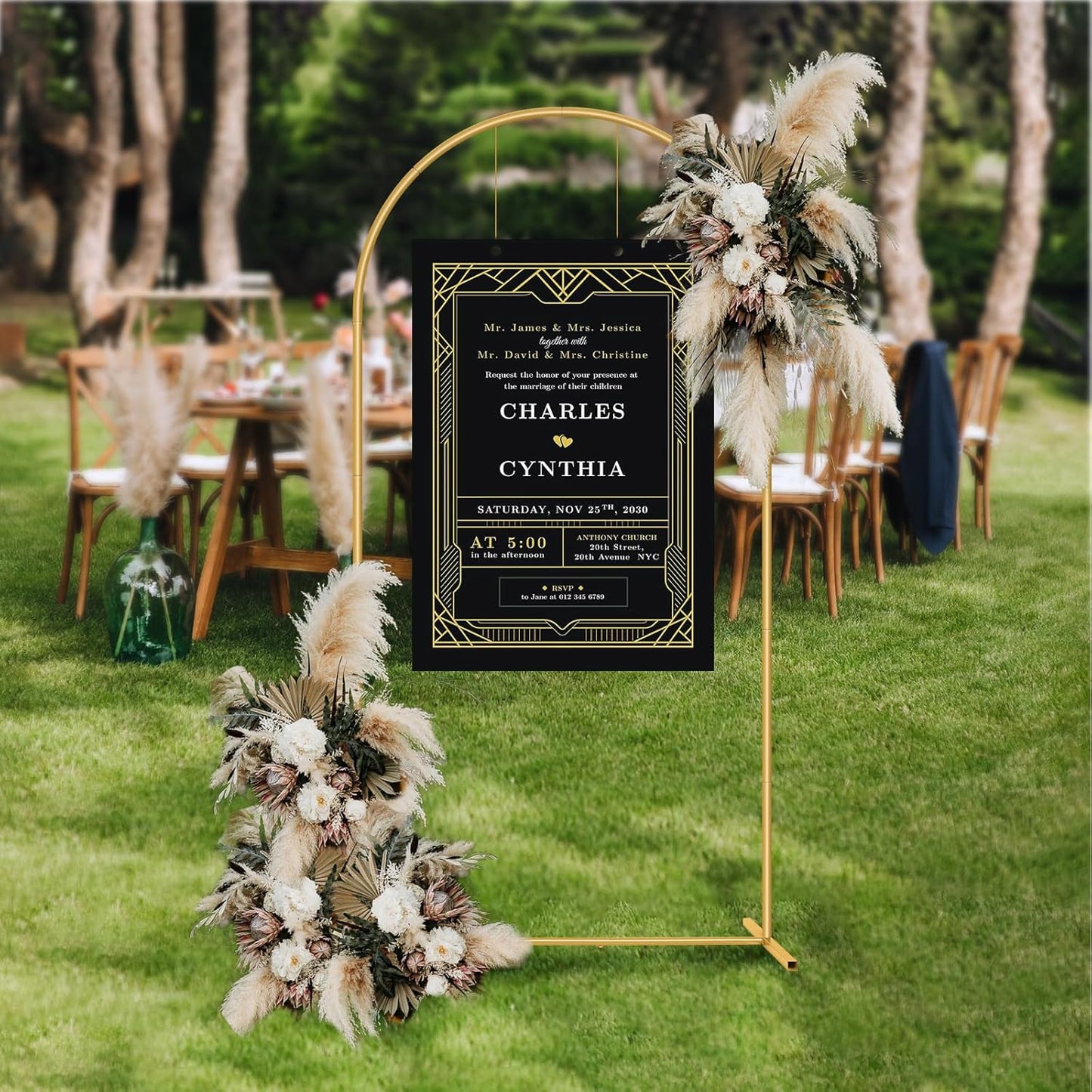 Metal Arch Backdrop Stand 7.2FT Gold Wedding Balloon Arched Backdrop Stand Square Arch Frame for Birthday Party Bridal Baby Shower Ceremony Decoration