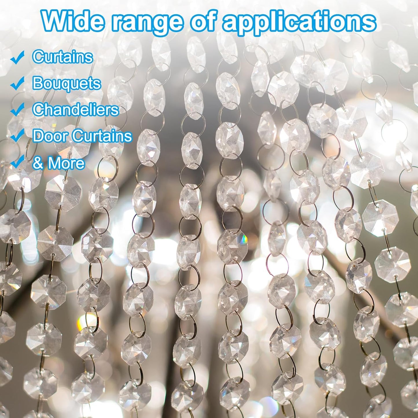 PATIKIL 14 mm Crystal Garland Strands, 32.8 Ft Acrylic Octagon Chandelier Bead Chains String for DIY Craft Wedding Party Home Decorative Jewelry Making, Purple