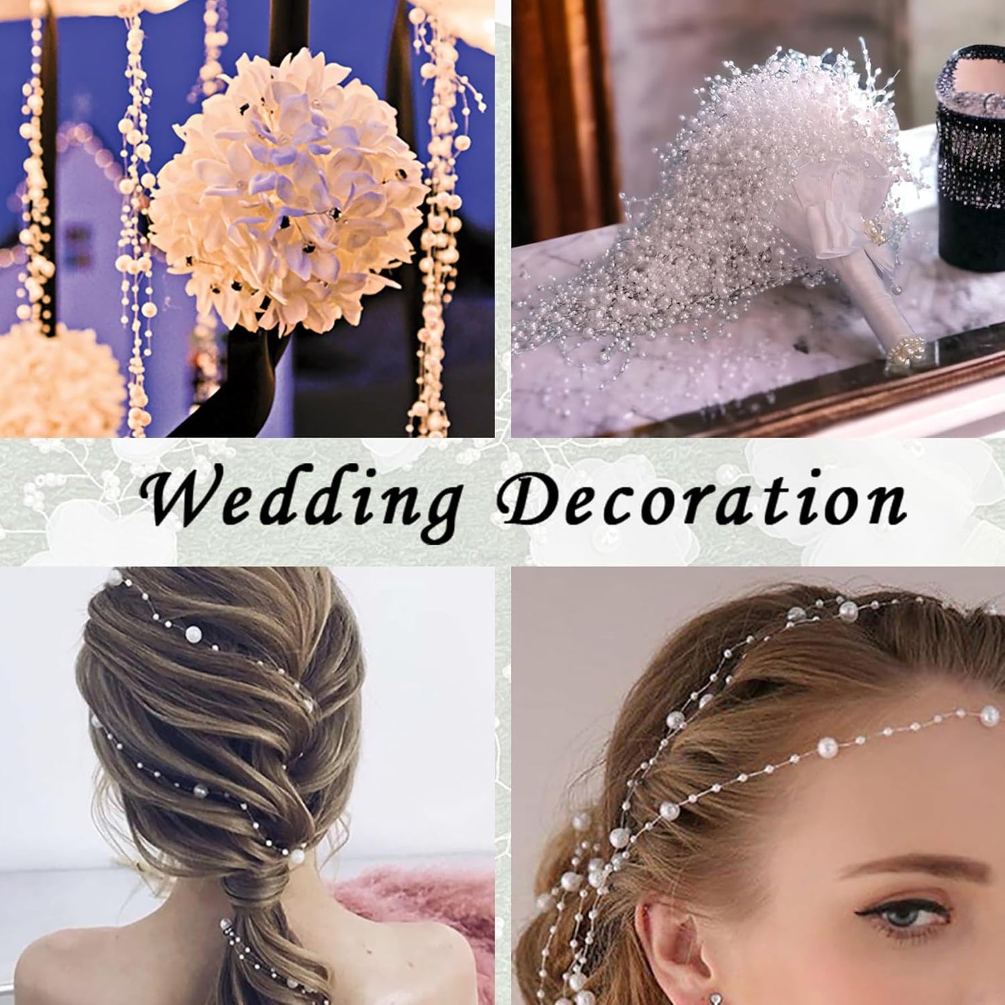 50 PCS Artificial Pearl String Beads - 10+5mm Black Gold Floating Beads for Centerpieces, Vase Fillers, Wedding, Birthday Party, and Candle Decor