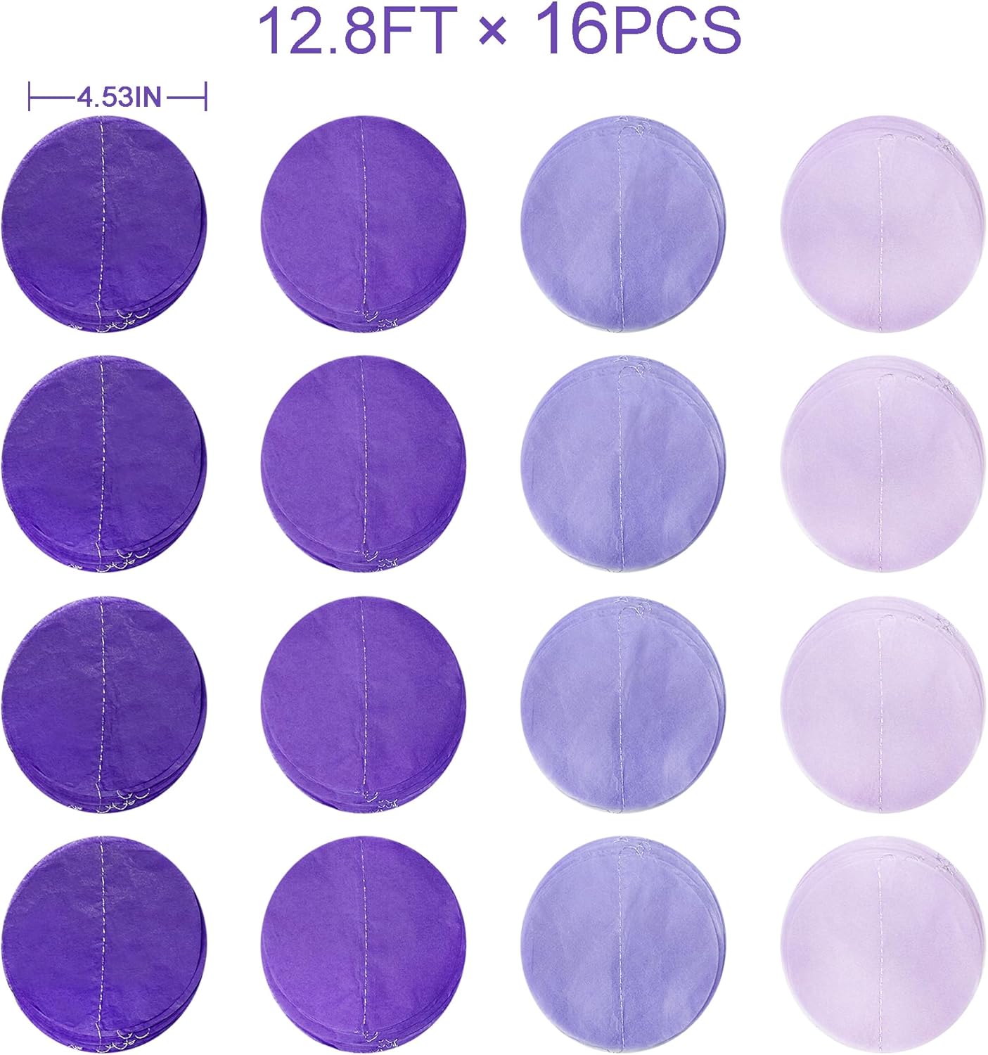 205Ft Lavender Party Decoration Ombre Purple Polka Dot Backdrop Streamer Tissue Paper Circle Dot Hanging Garland for Birthday Bachelorette Wedding Bridal Shower Engagement Lilac Violet Party Supplies