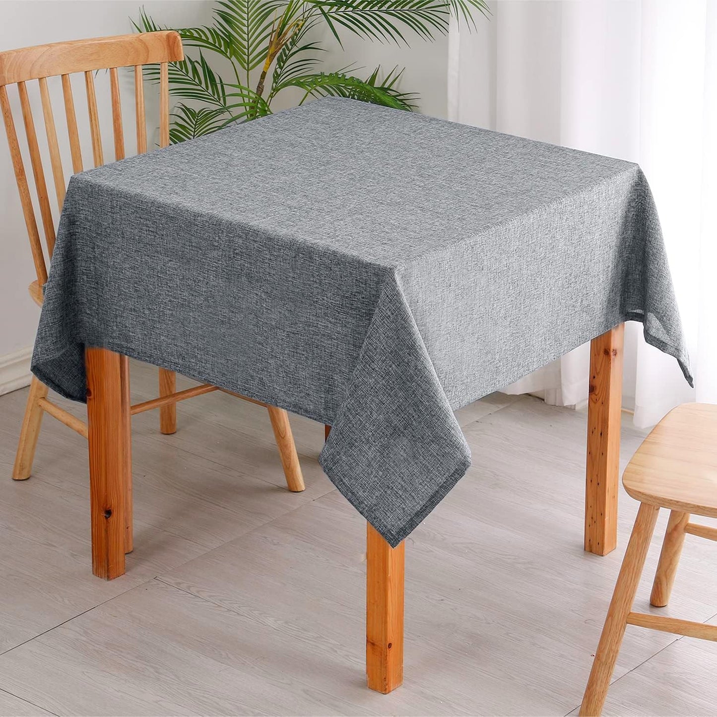 Hiasan Faux Linen Rectangle Tablecloth - Wrinkle and Stain Resistant Washable Table Cloth for Kitchen Dining Room Holiday Table Cover for Party Dinner, Grey, 60 x 120 Inch