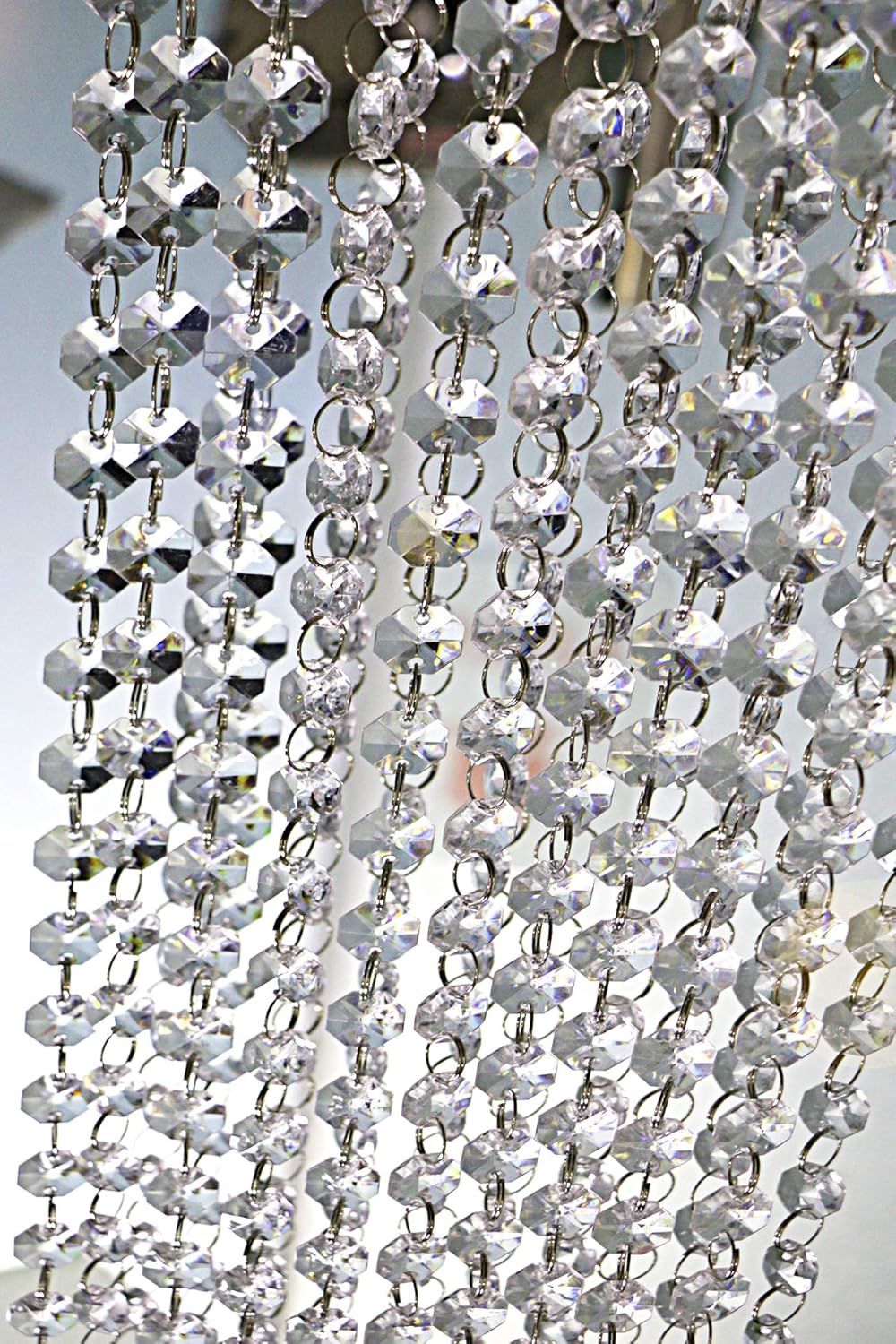 99ft Acrylic Crystal Garland Strands - Hanging Chandelier Gem Bead Chain - 14mm Clear Octagon Prism Diamond String Decorations for Wedding Party Manzanita Centerpiece Christmas Tree