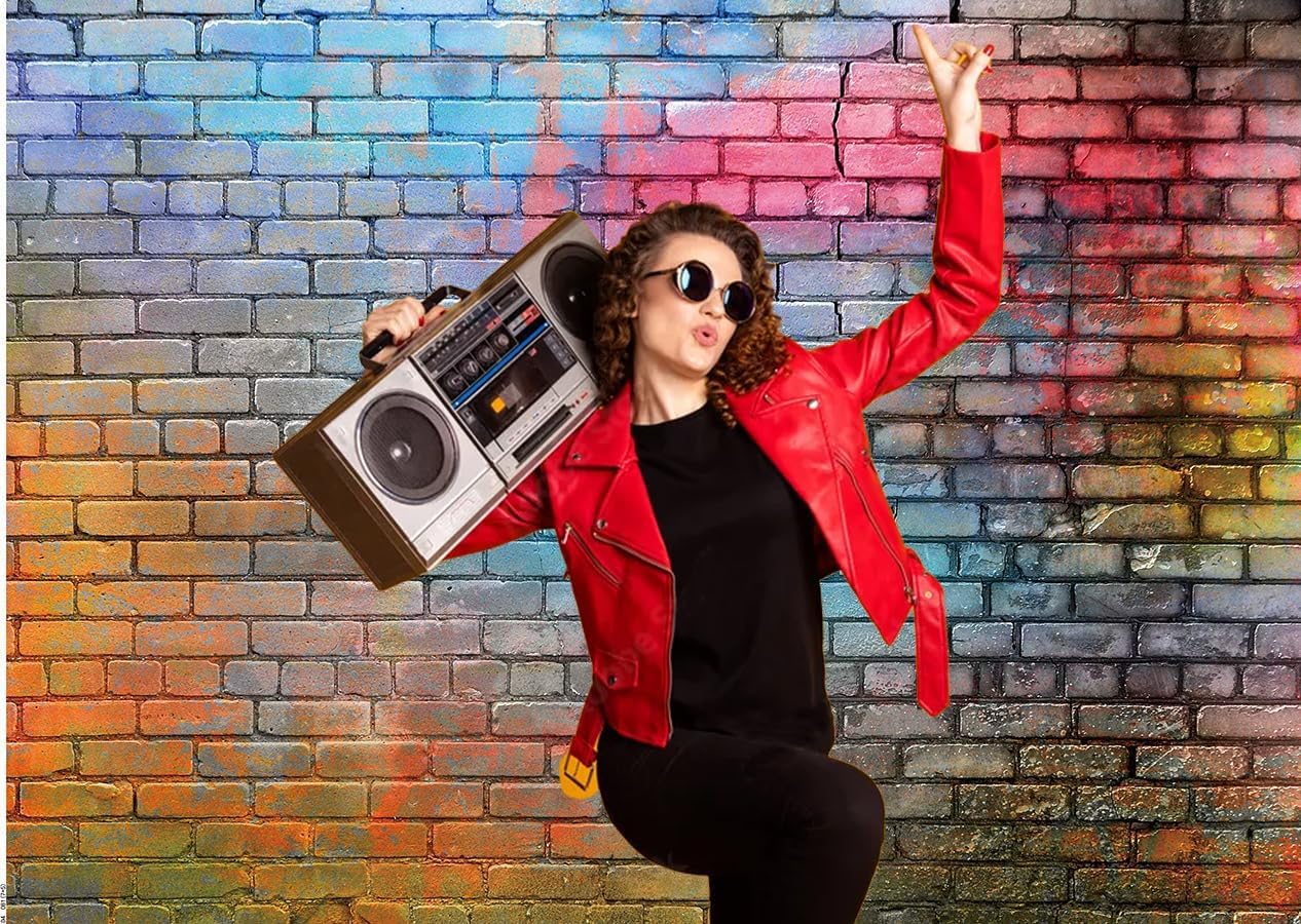 LTLYH 7x5ft Colorful Brick Wall Photo Backdrop Colorful Graffiti Brick Wall Backdrop Urban Street Art Background for Photography Hip Hop Party Graffiti Theme Event Studio Wall Decor Backdrop 081