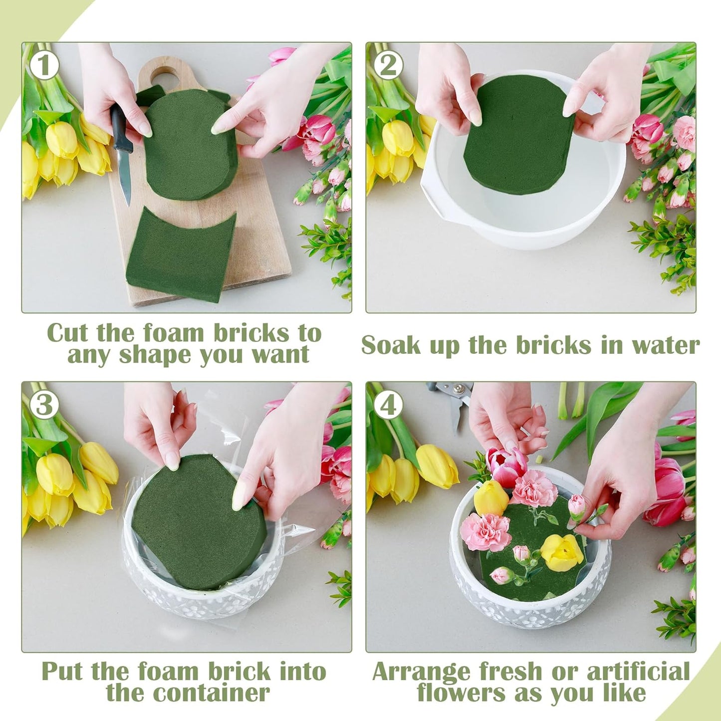 36 Packs Floral Foam Blocks Wet & Dry Floral Foam Bricks 5.5x3.1x1.8 Inch Flower Arranging Kit for Fresh and Artificial Flowers Florist Foam Blocks for Wedding Home Decor