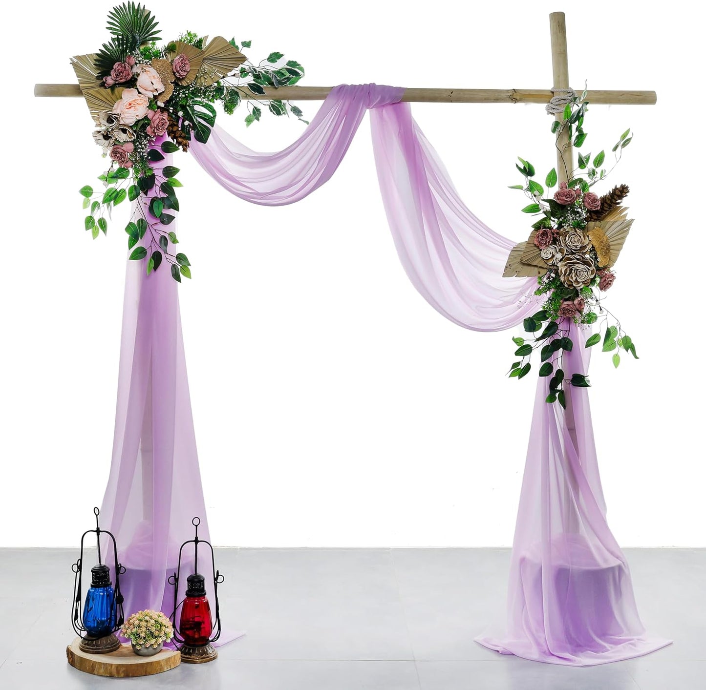 VDS Pack of 2 Panel (30 Inch X 40 Feet) Wedding Arch Draping Fabric Sheer Chiffon Fabric Drapery for Wedding Ceremony Reception Swag Backdrop Canopy Chuppah ARBO Altars Decoration (Orchid)
