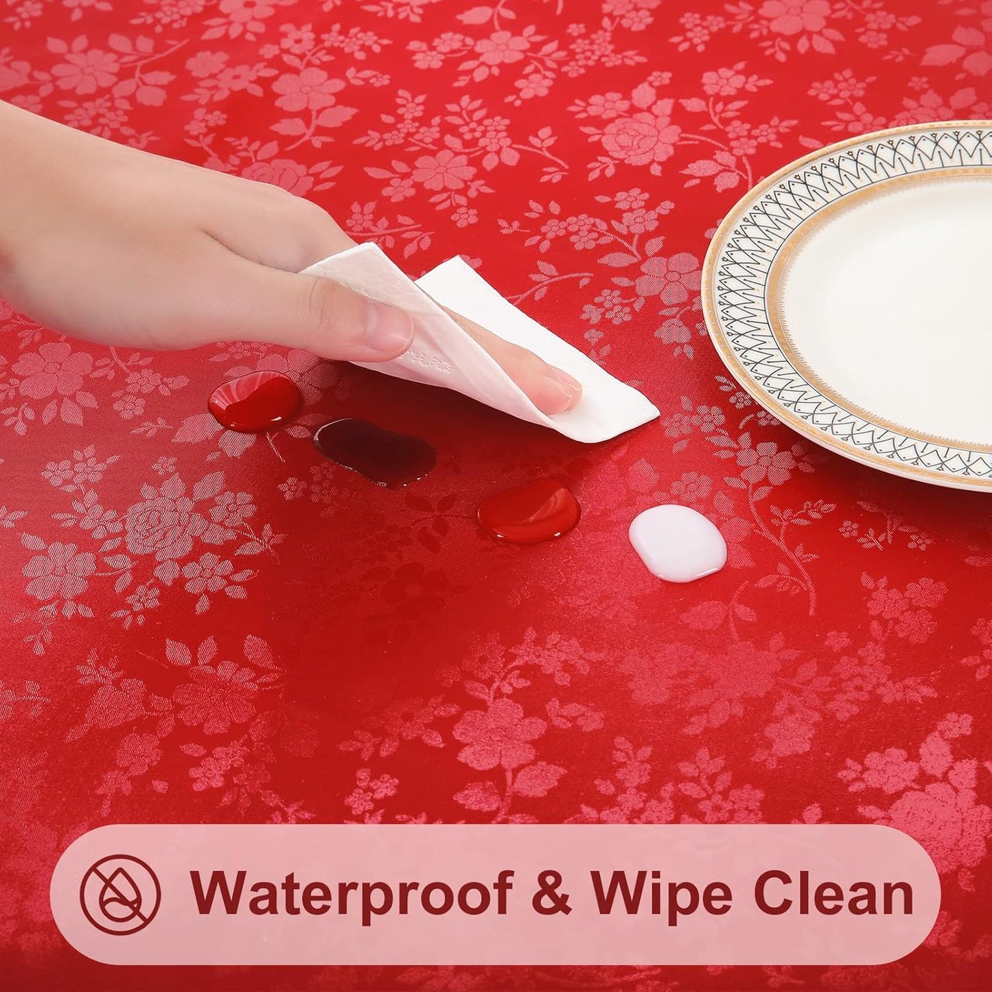 Smiry Square Table Cloth, Waterproof Heavy Duty Vinyl Tablecloths, Wipeable Washable Table Cover for Kitchen and Dining Room (Red, 54" X 54")