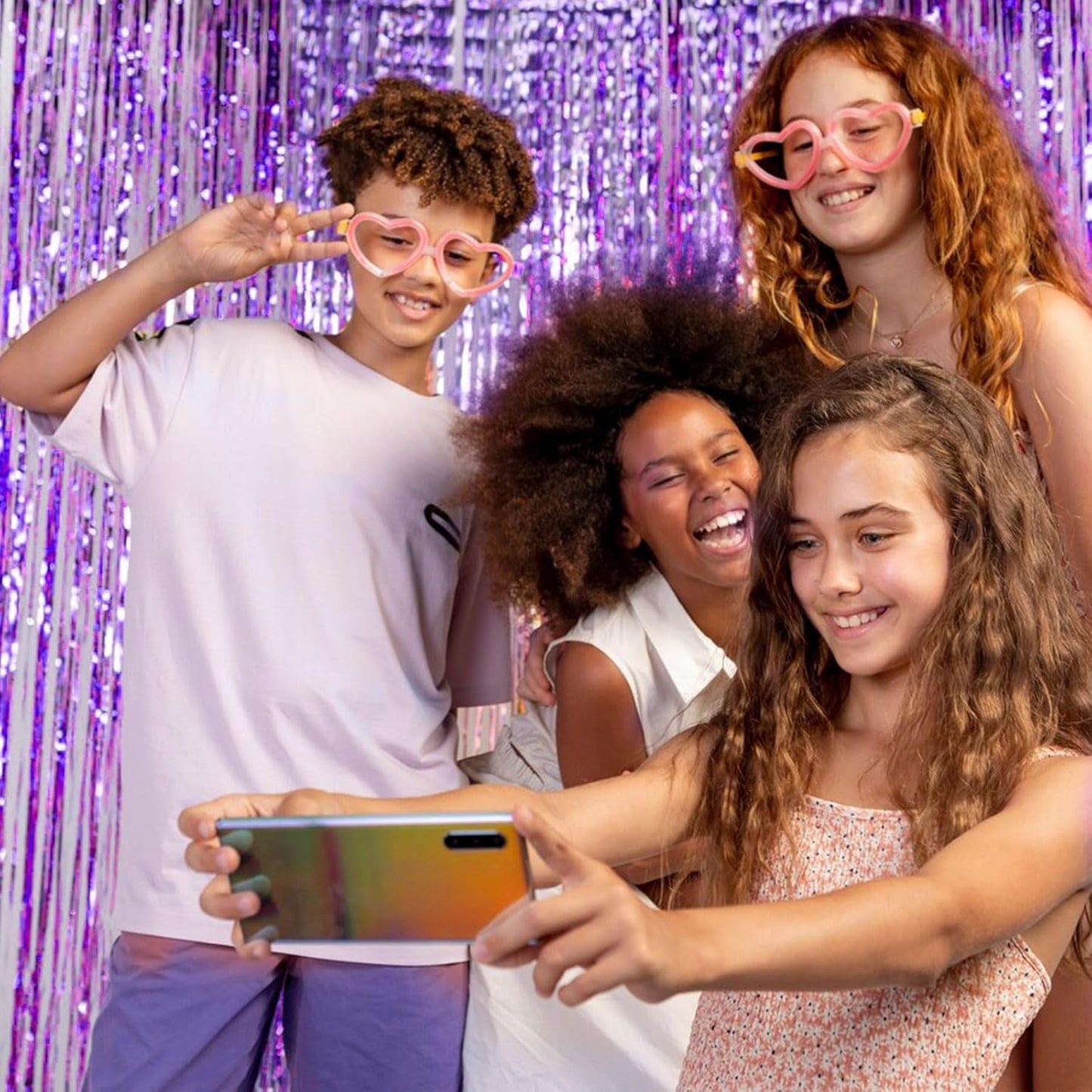 2 Pack Foil Curtain Backdrop Purple Metallic Tinsel Foil Fringe Curtains Photo Booth Props for Birthday Wedding Engagement Baby Shower Bachelorette Christmas Holiday Celebration Party Decorations