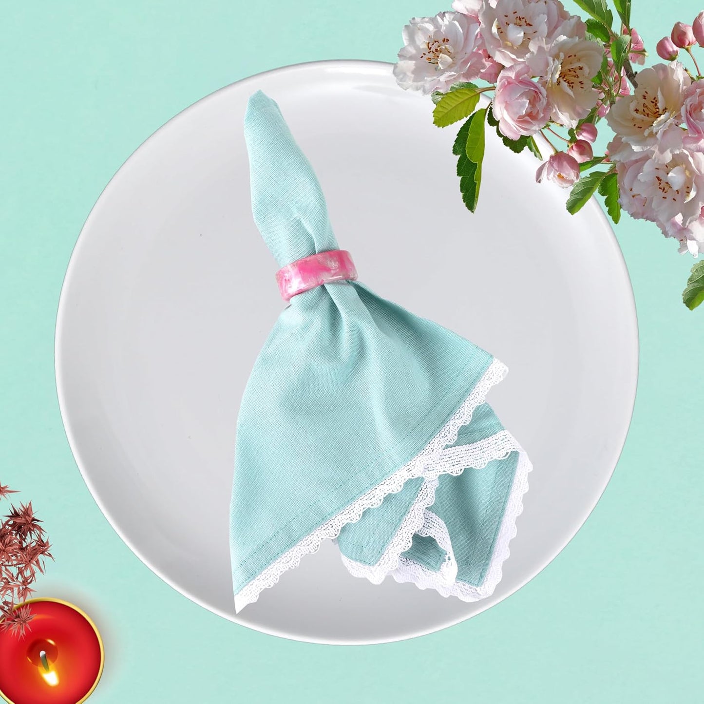 12 Pcs Epoxy Resin Napkin Rings Set - Decorative Pastel Table Holders, 1.5" Dia, Art Deco Style - Ideal for Weddings, Dinner, Parties, Home, Dining, Gifting, Indoor & Outdoor (Multi) - CLEENTABLE