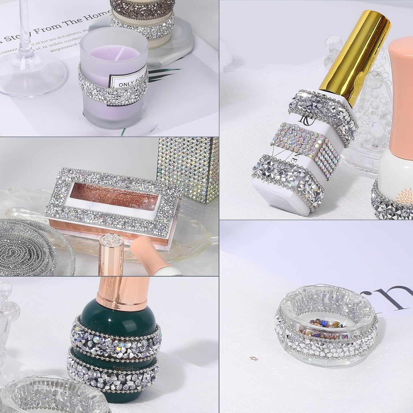 Rhinestone Ribbon 3 Yards Self Adhesive Rhinestone Strips Diamond Ribbon Sticker Crystal Roll Glitter Bling Rhinestones Tape for Crafting DIY Art Decoration (Silver,0.4 Inch)