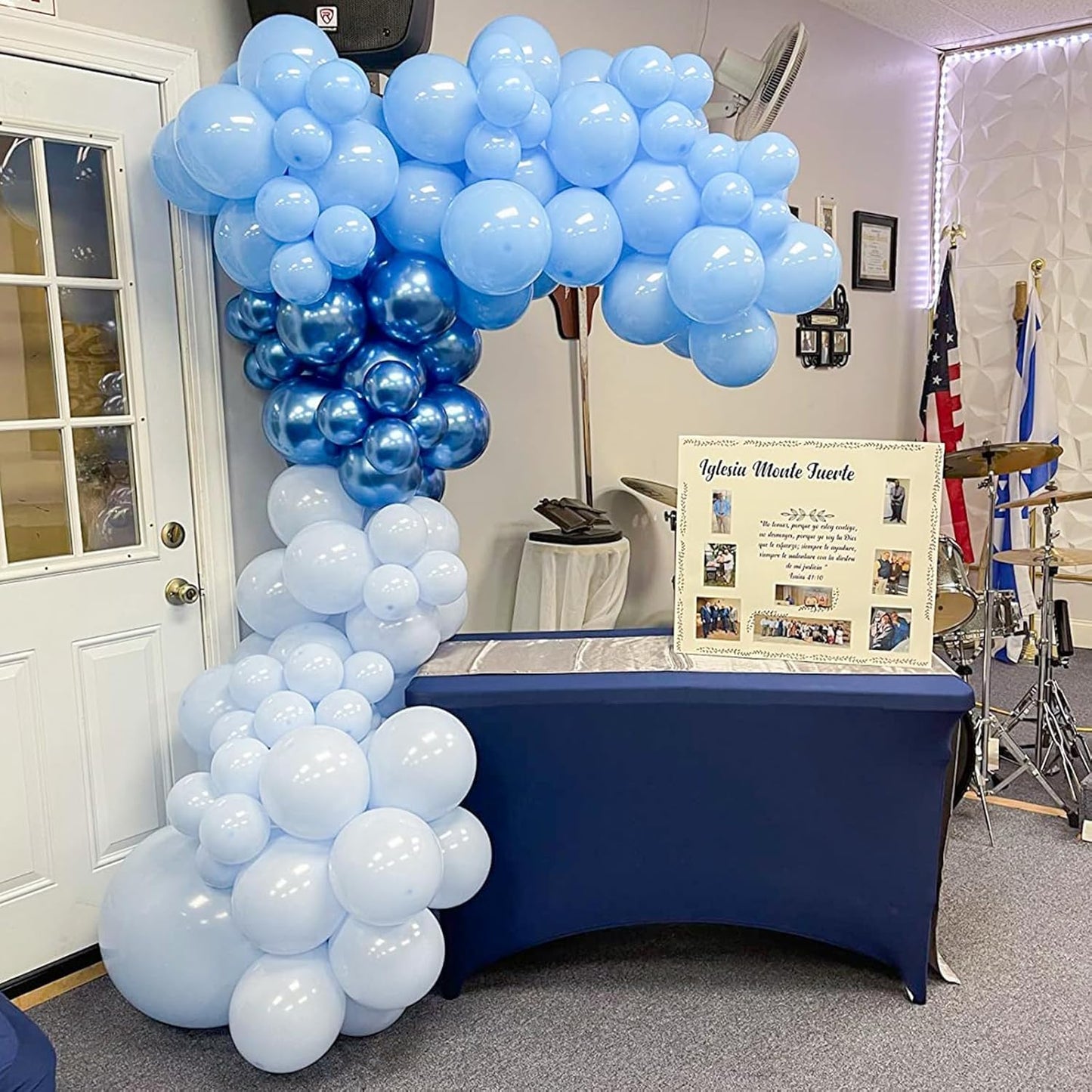 Blue Balloons, 12 Inch Double Stuffed Metallic Light Blue Mixed Latex Balloon, Chrome Dark Navy Confetti Helium Balloons for Boys Men Birthday Baby Shower Graduation Space Theme Party Decorations