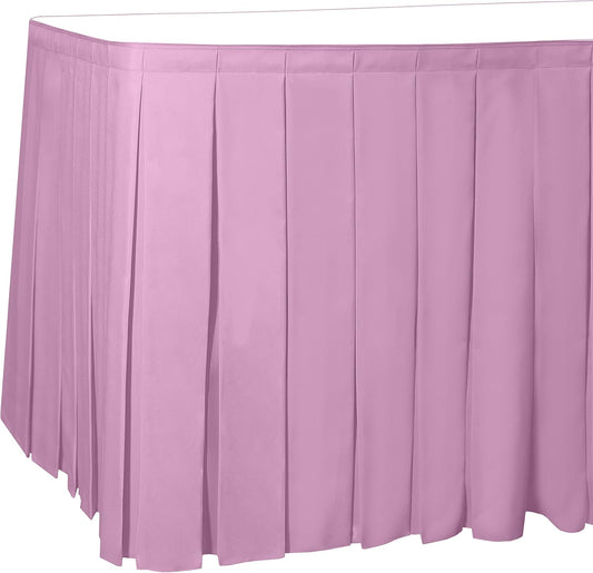 Ultimate Textile Pleat Polyester Fabric Table Skirt - Machine Washable Flame Resistant with Clips for Events, Weddings & Trade Shows, Cut & Sewn in Paterson, NJ - Pink Balloon, 7' Box Pleat