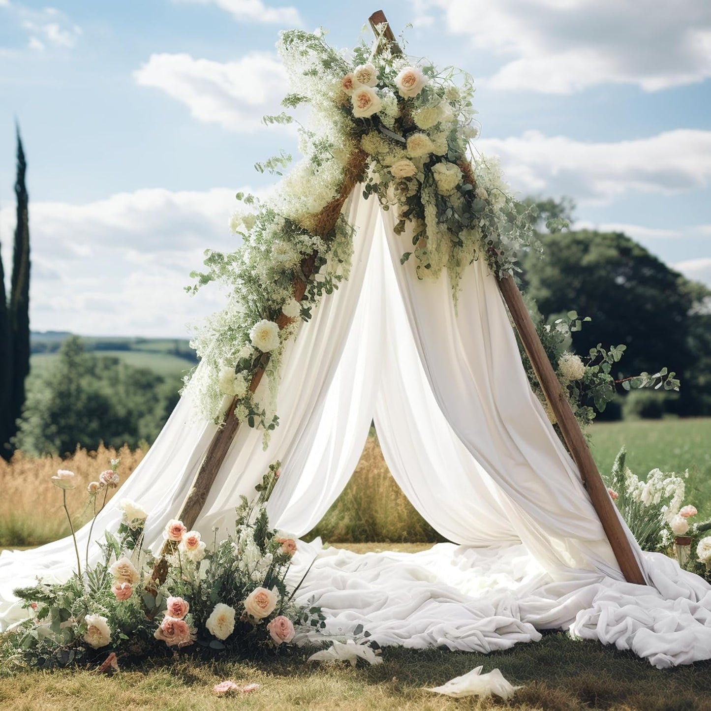 Wedding Arch Draping Fabric 1 Panel 30" X 20FT Sheer Arch Drapes Fabric White Backdrop Curtains for Wedding Arbor Ceremony Birthday Party