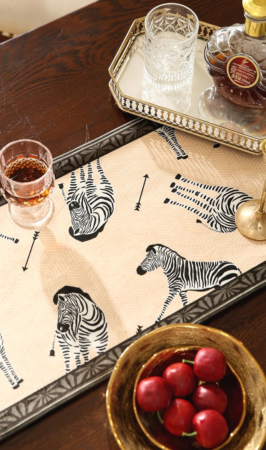 patdrea Designer Elegant Wild Animals Velvet Table Runner, Beige Brown with Zebra Texture Pattern Table Mat, Decoration for Kitchen Dining Coffee Table Cabinet Banquet Thanksgiving,12"*102"