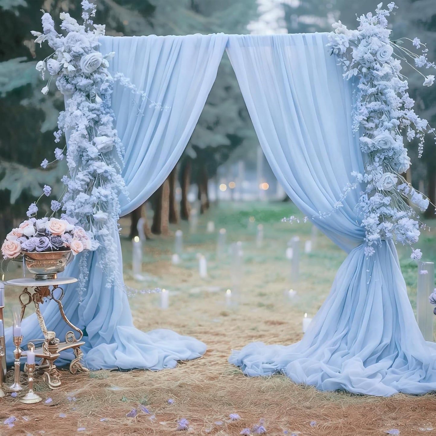 10ft x 10ft Baby Blue Backdrop Curtains, Wrinkle-Free Sheer Chiffon Fabric Photo Backdrop Draping Fabric for Wedding Arch Baby Shower Gender Reveal Photography Decorations