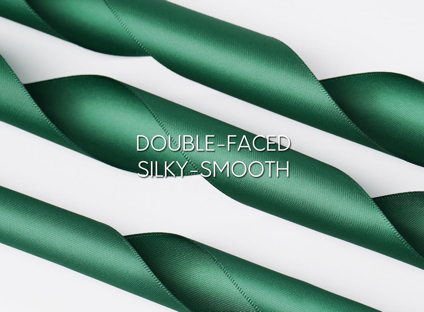 Forest Green Satin Ribbon 1-1/2 Inch x 50 Yards Double-Faced Ribbons for Christmas Gift Wrapping Crafts Flower Bouquet Wedding Paper Bows Invitations