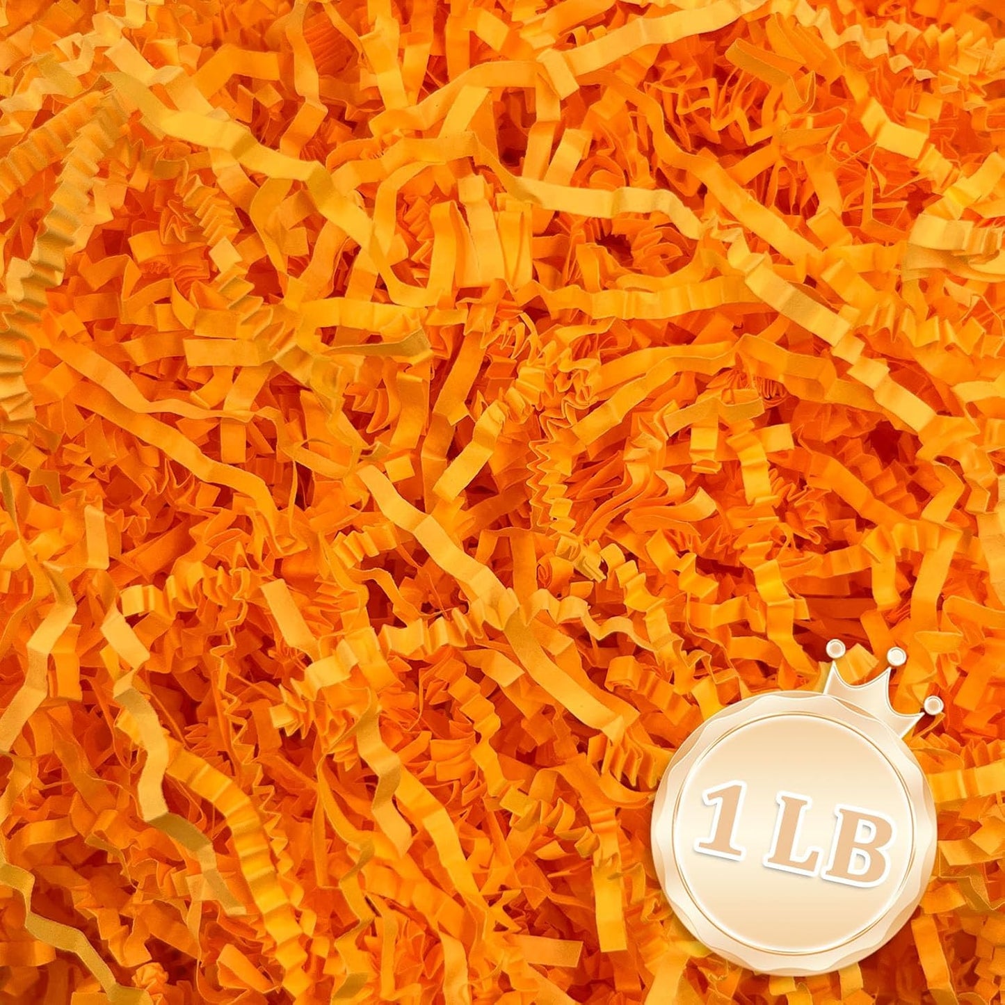 1 LB Fluorescent Orange Crinkle Cut Paper Shred Filler Great for Gift Wrapping, Basket Fillers, Birthday, Gift Wrapping, Anniversary, Halloween Thanksgiving Christmas Party Decor Filling Supplies