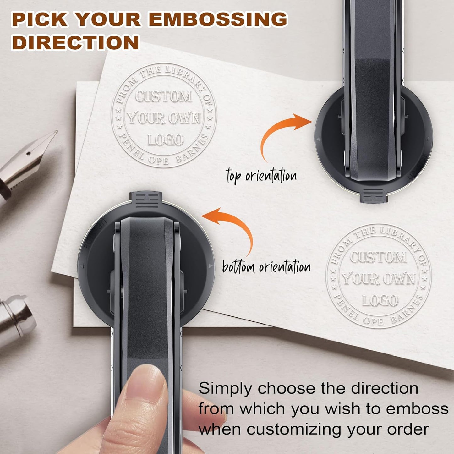 Custom Book Embosser Stamp - Personalized Business Company Seal with Your Own Logo (Logo)