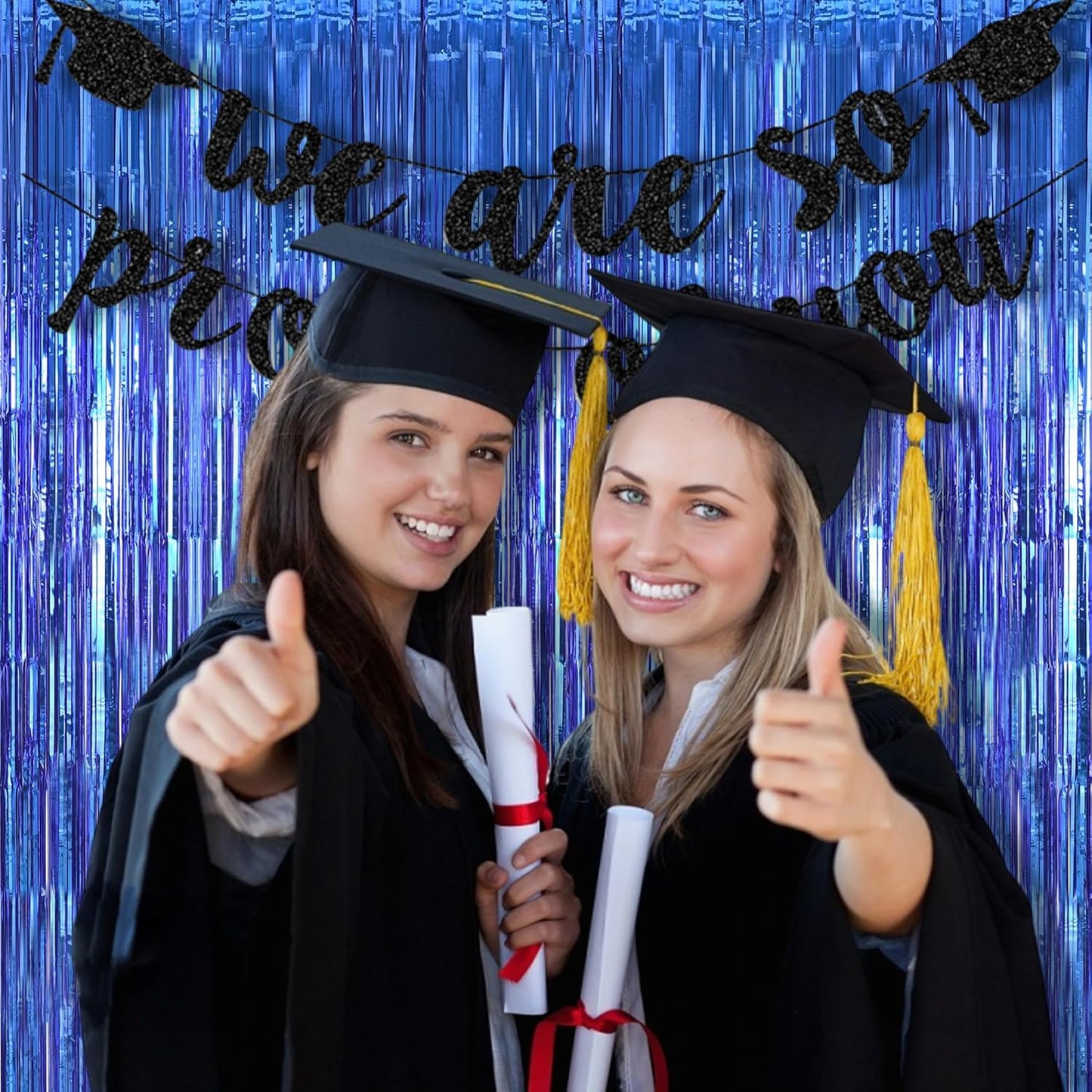 BRAVESHINE Foil Fringe Curtains - Metallic Tinsel Foil Curtain Party Steamers Backdrop for Boys Men/Blue Birthdays Decorations/Wedding/Anniversary Celebration/Sea Theme/Bachelorette Party