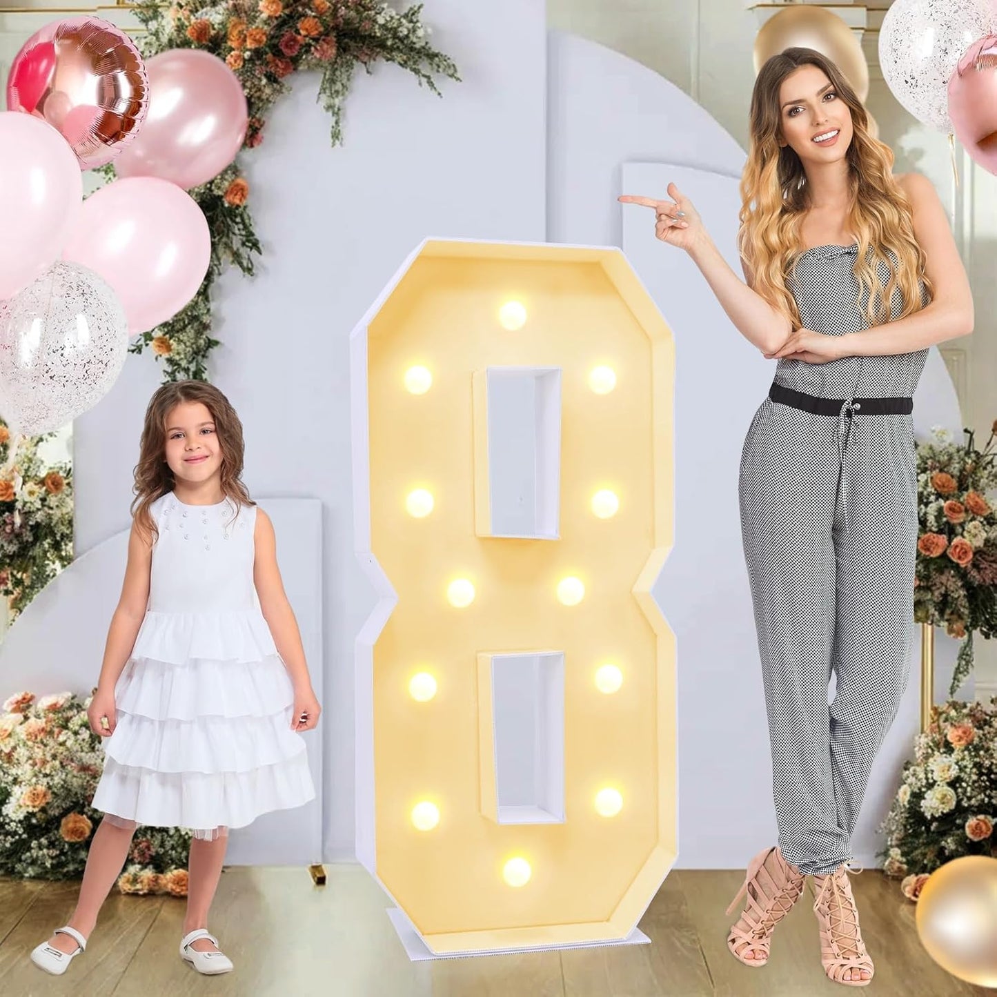 4ft Marquee for Numbers, Multifunctional Marquee for Numbers 4 Feet Tall, Mosaic Numbers for Balloons, Light up Numbers for Party Decorations, Birthday, Anniversary Party Decor (Number 8)