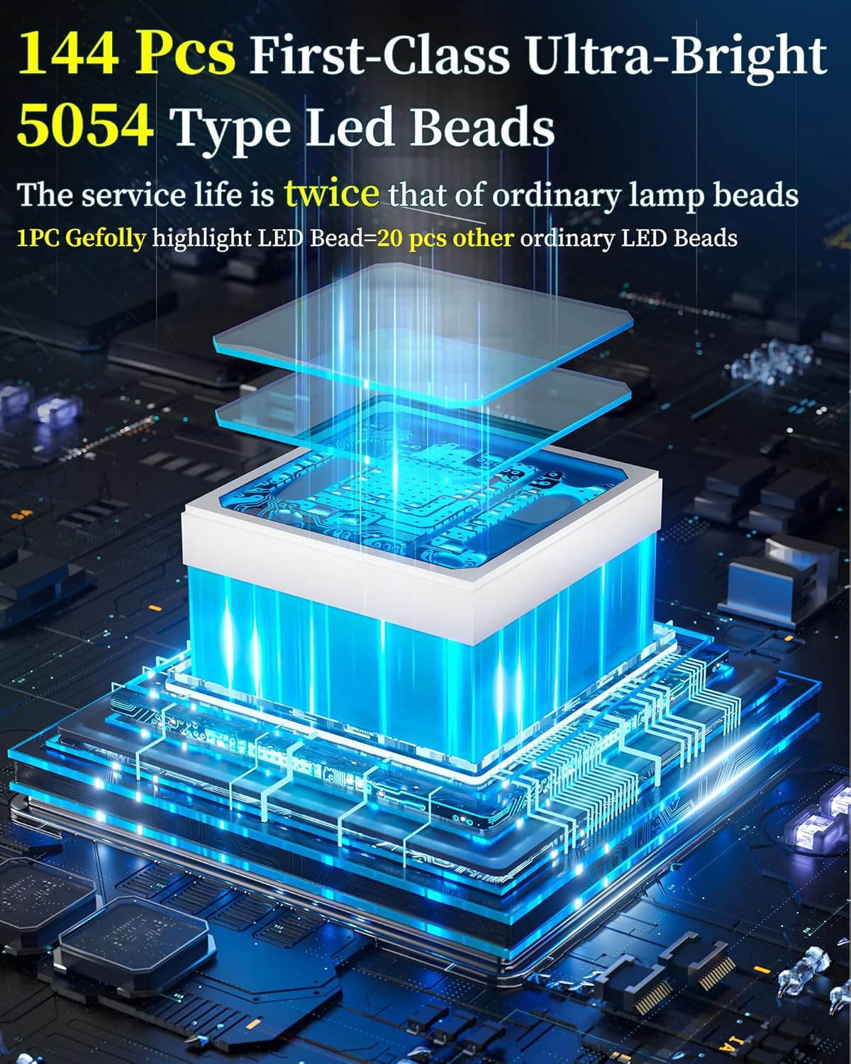 Gefolly SL-9800W Solar Street Light Outdoor 650000LM Wide Angle Commercial Parking Lot Lights Dusk to Dawn 6500K Flood Security Light IP67 Lamp for Basketball Court, Yard, Road