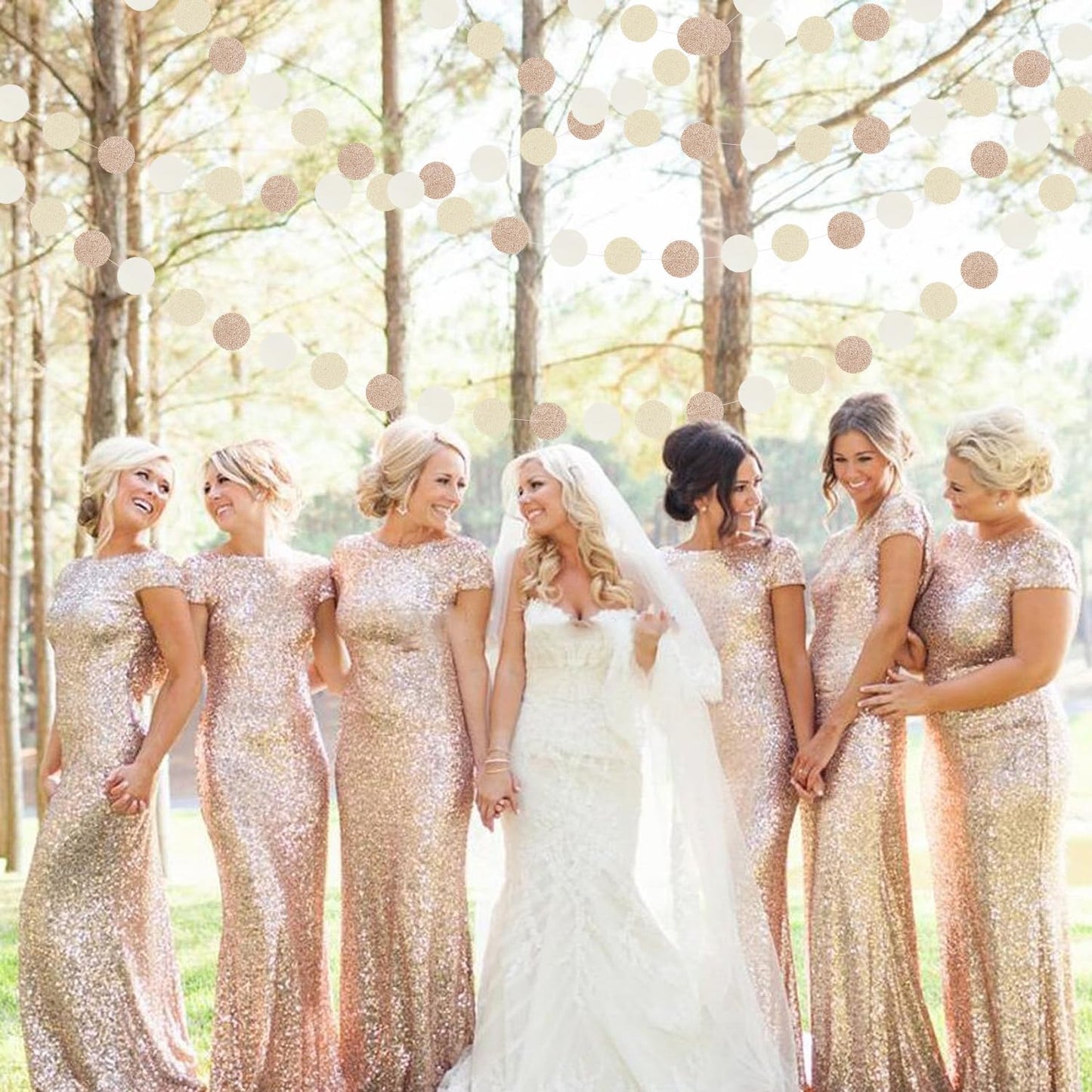 Boho Champagne-Gold Party-Decorations Streamers-Garland - 52ft Fall Rustic Birthday Hanging Paper Banner,Autumn Baby Bridal Showe Neutral Wedding Bachelorette Decor Hugfond