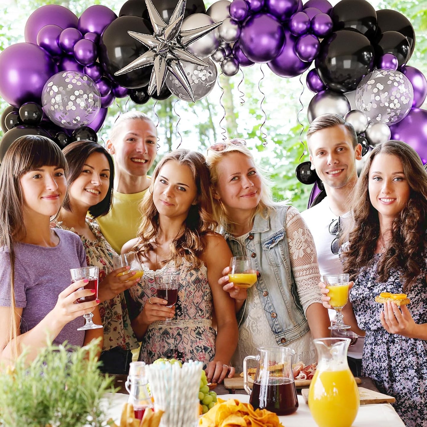 Metallic Purple Balloon Garland Arch Kit,127Pcs Metallic Purple Balloon Sliver Confetti Balloon for Graduation Baby Shower Birthday Wedding Gender Reveal Party Decorations