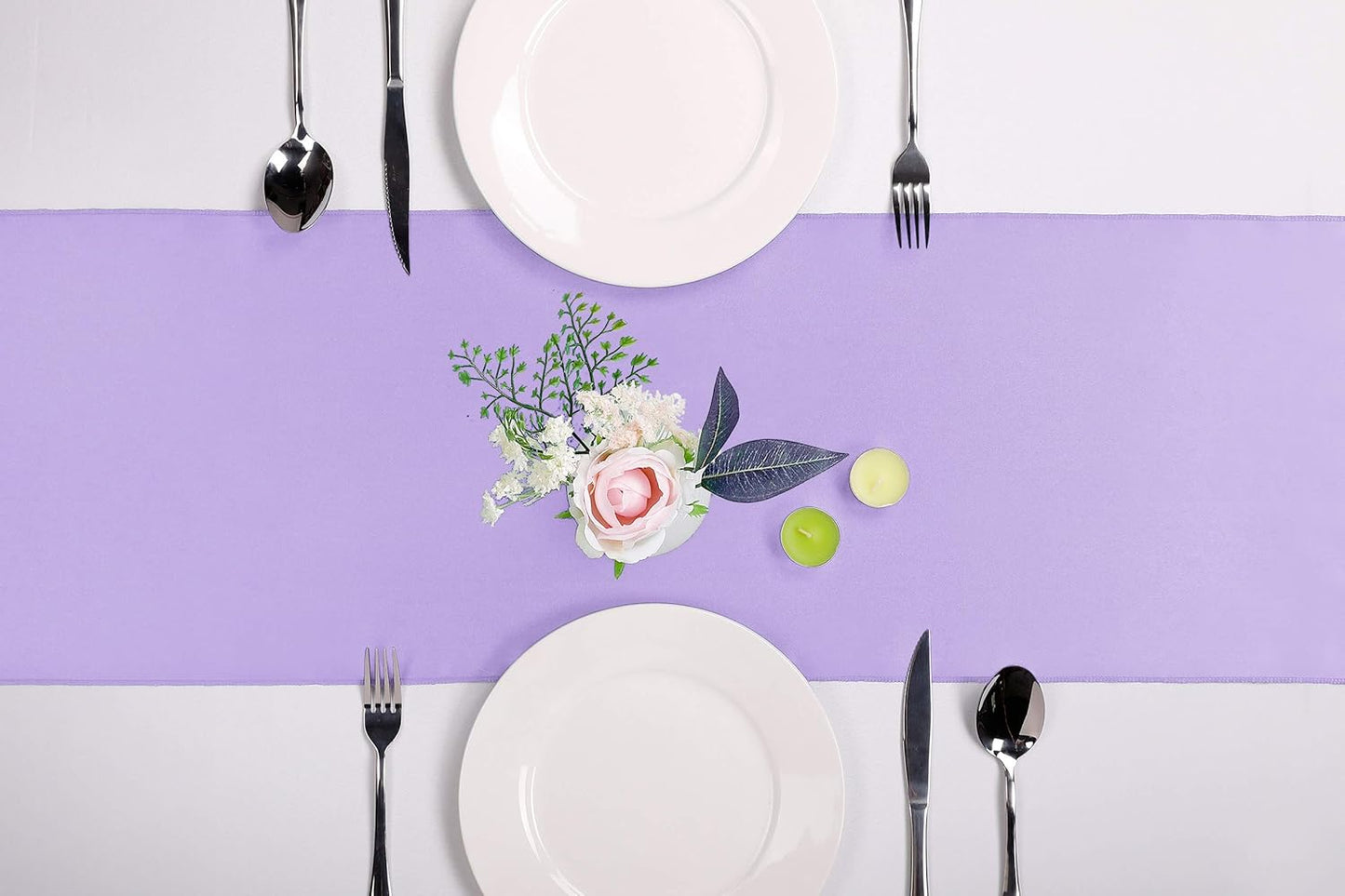 10-Pack Satin Table Runner Lavender 12 x 108 inches Long, Table Runners for Wedding, Birthday Parties, Banquets Decorations（10 Pack, 12x108 Inch, Lavender）