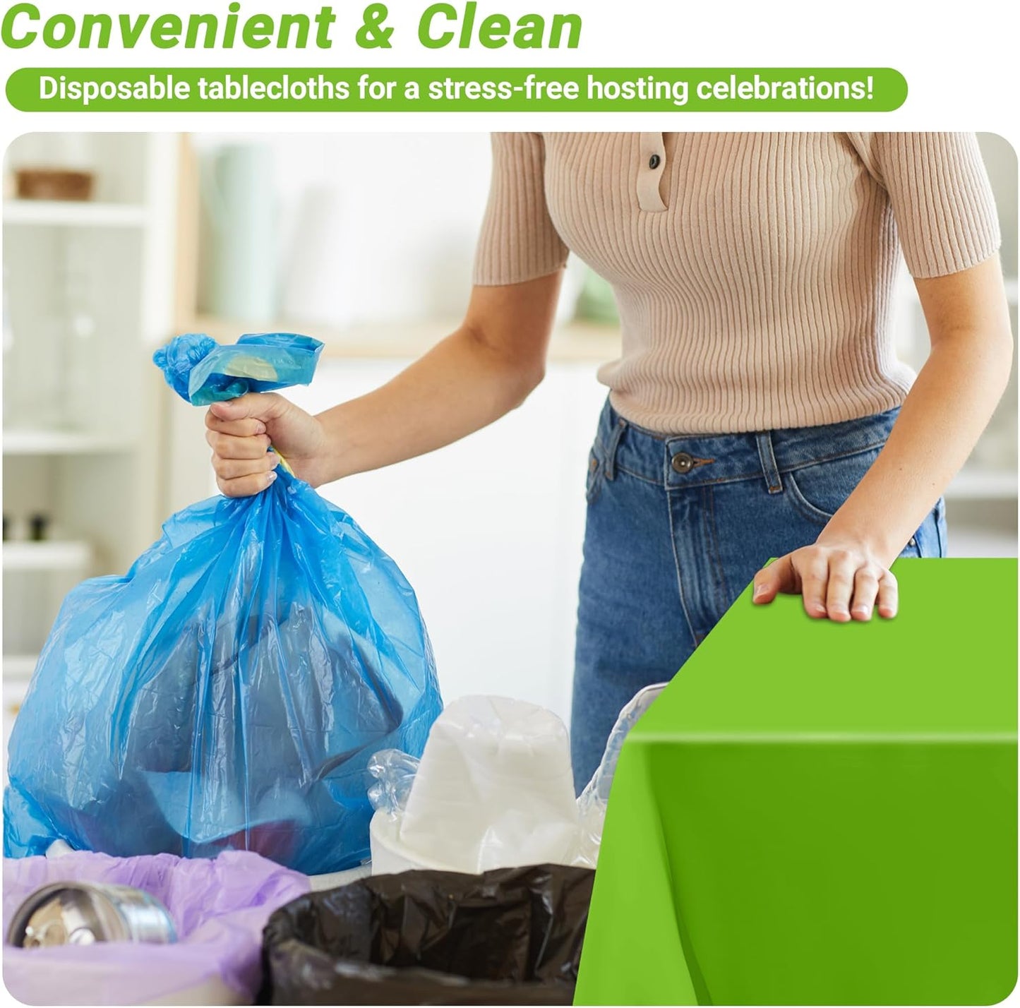 QZYL 4 PCS Plastic Tablecloth, 54 x 108 Inches Waterproof Disposable Table Cloth, Spring Tablecloth of Baby Shower Football Party Decorations, Table Cover for Rectangle and Round