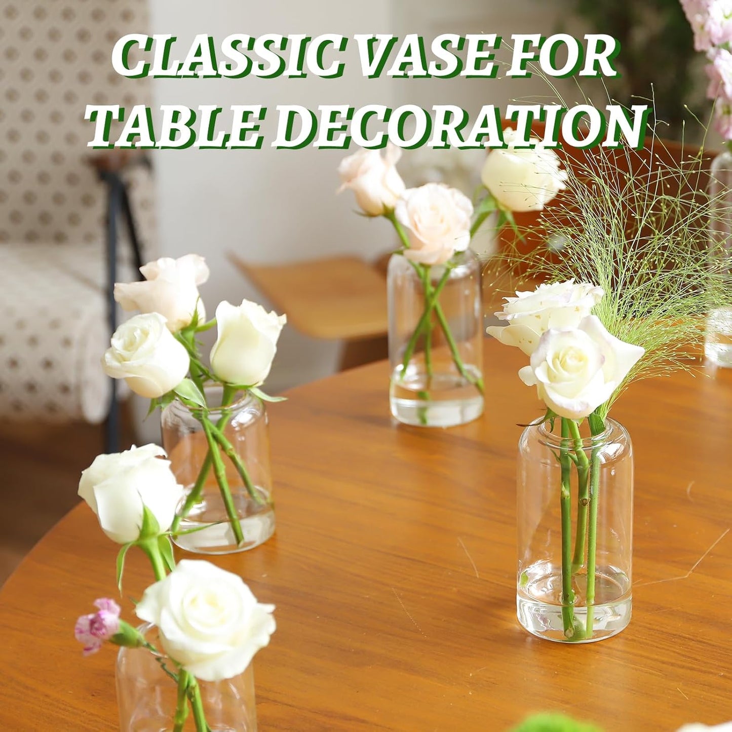 Glass Bud Vases Set of 24, Clear Flower Vase for Centerpieces, Small Vases for Flowers, Decor Centerpiece for Bathroom, Decorative Vases for House Warming