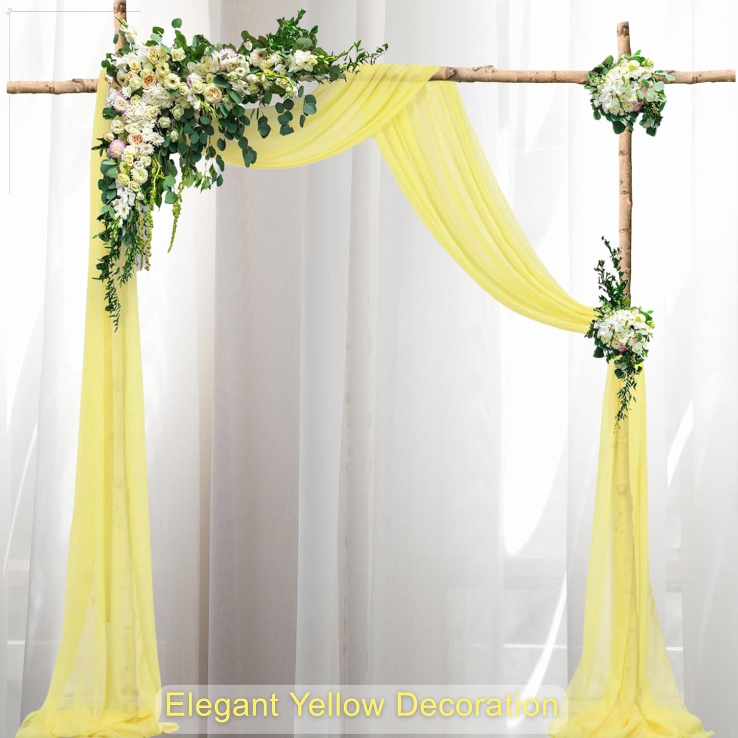 Snowkingdom Fall Yellow Table Runner, 10FT Light Yellow Tulle Gauze Sheer Cheesecloth Thanksgiving Dining Table Decorations, Boho Rustic Tulle Runners for Wedding Baby Shower Party Decor 120 Inch