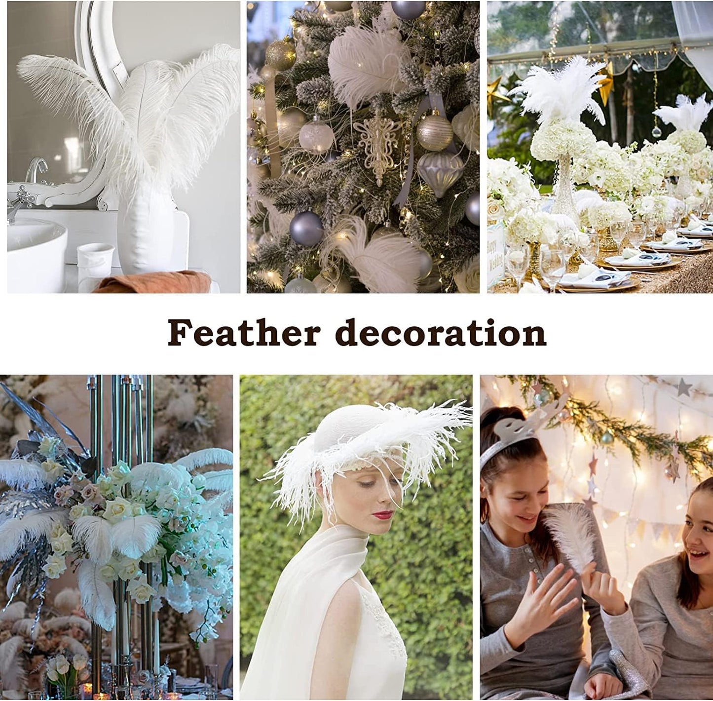 NEWONG 30pcs Mint Green Ostrich Feathers Natural Bulk 8-10in（20-25cm） Vase Craft Wedding Home Party Centerpieces Christmas Day Decoration…